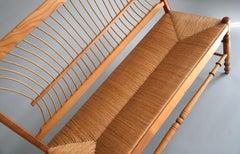 Swedish Mid-Century Modern Pine Wood and Paper Cord Bench