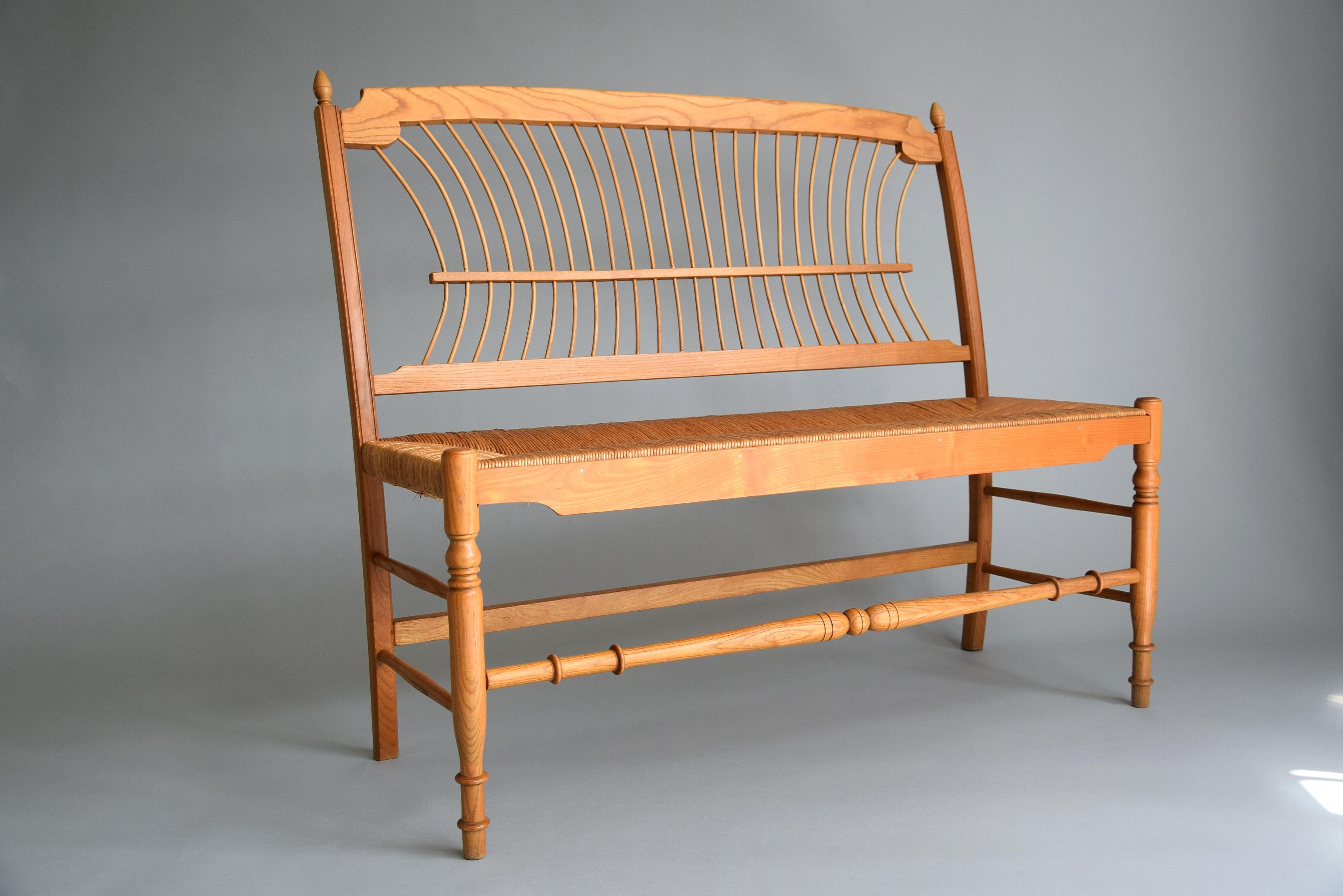 Swedish Mid-Century Modern Pine Wood and Paper Cord Bench 2