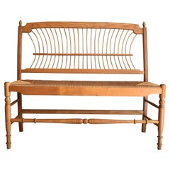 Swedish Mid-Century Modern Pine Wood and Paper Cord Bench