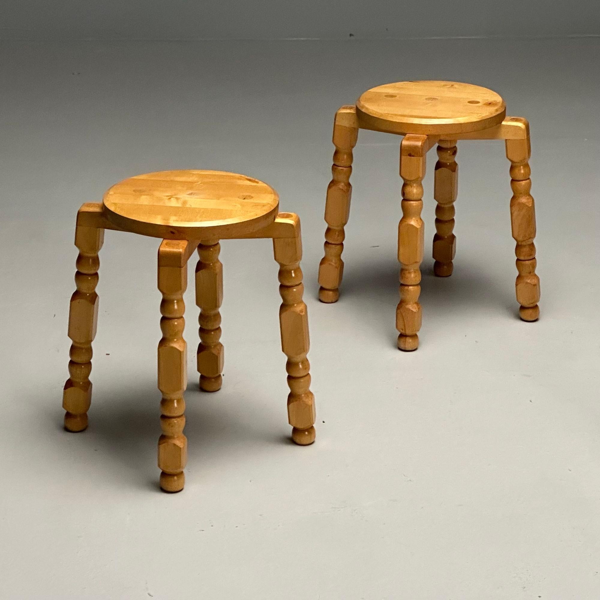 Swedish Mid-Century Modern, Playful Stools, Birch, Sweden, 1960s For Sale 1