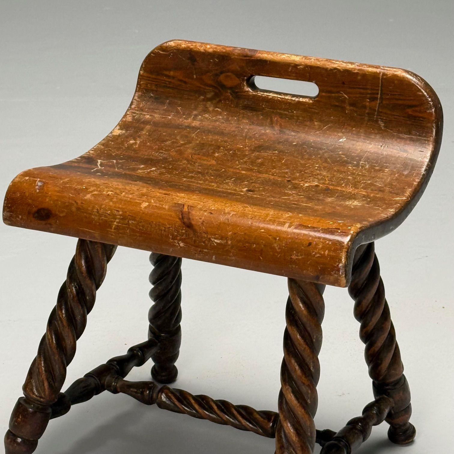 Svedese Sgabello da mungitura svedese di metà secolo moderno, provinciale, Oak, Svezia, 1900 in vendita