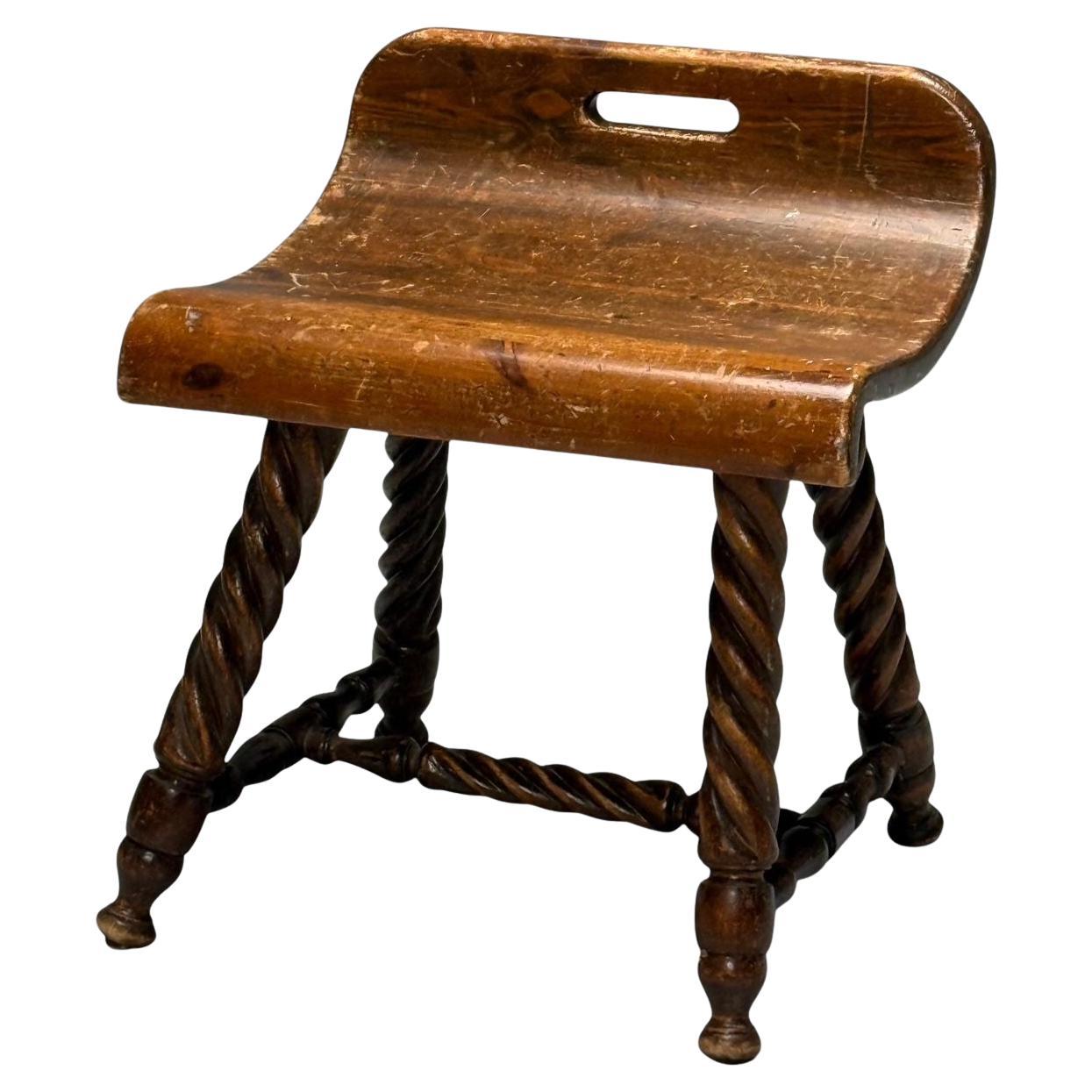 Swedish Mid-Century Modern, Provincial Milking Stool, Oak, Sweden, 1900s