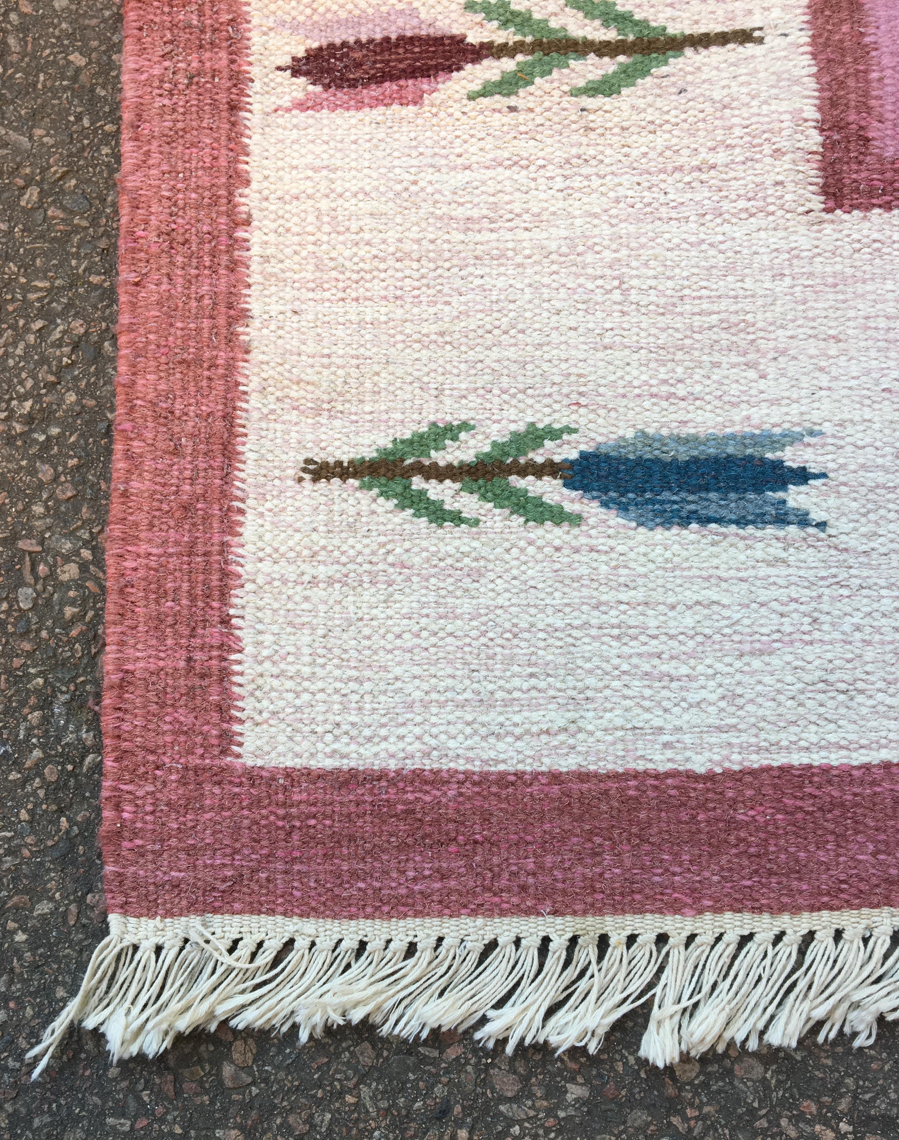 Mid-20th Century Swedish Mid-Century Modern Rölakan Handwoven Wool Carpet