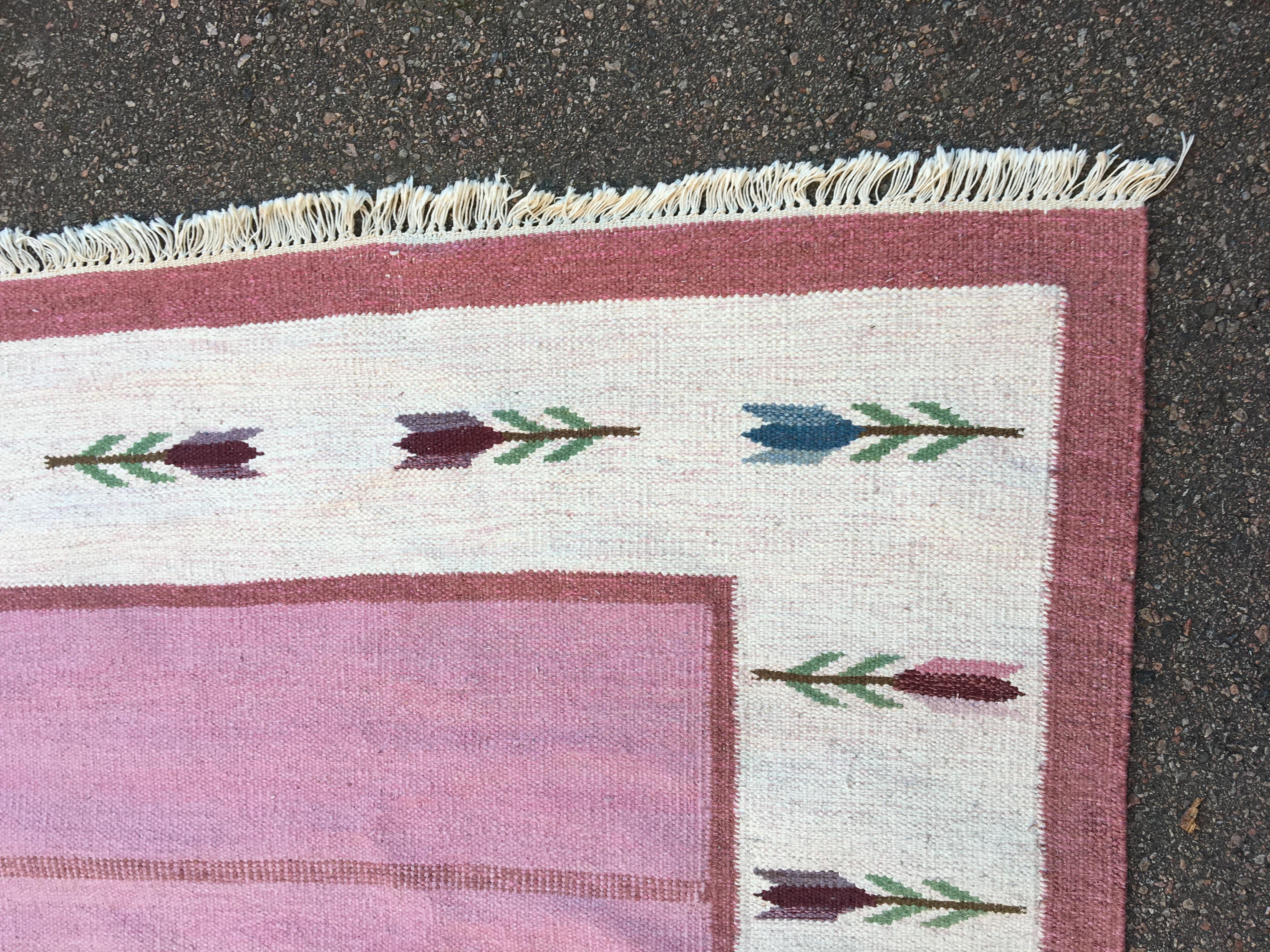 Swedish Mid-Century Modern Rölakan Handwoven Wool Carpet In Good Condition In Haddonfield, NJ