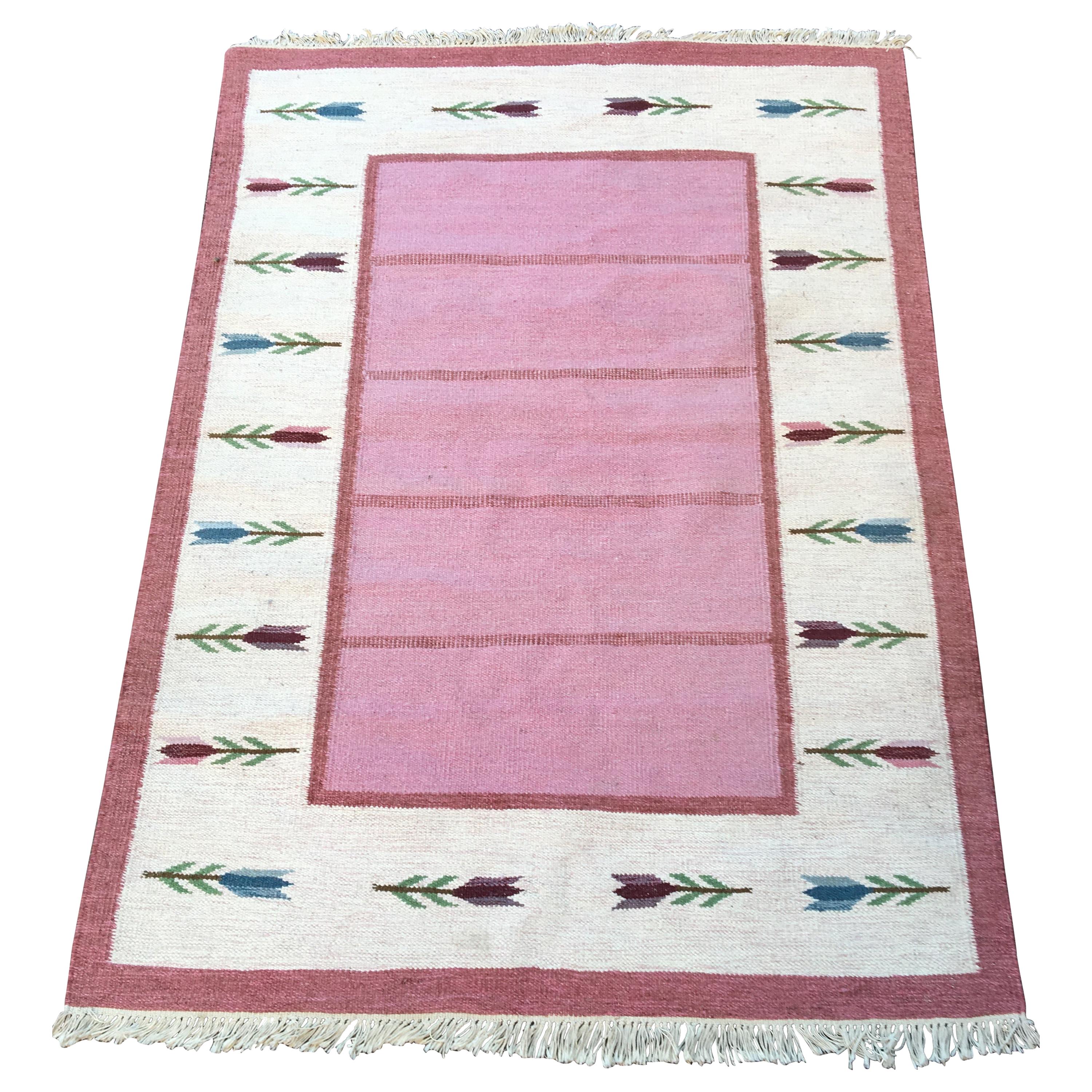Swedish Mid-Century Modern Rölakan Handwoven Wool Carpet