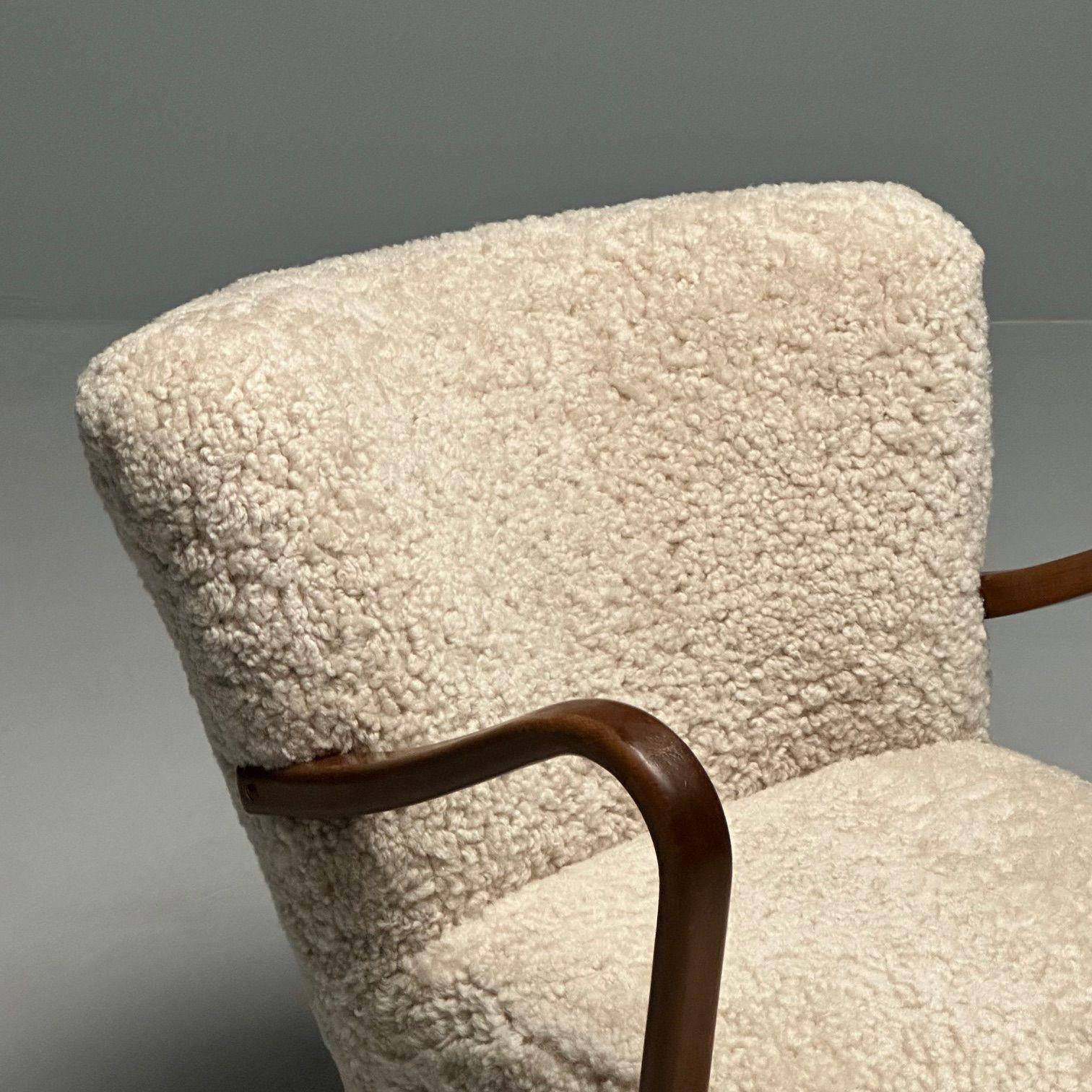 Swedish Mid-Century Modern, Shearling Lounge Chair, Sheepskin, Beech, 1950s For Sale 2