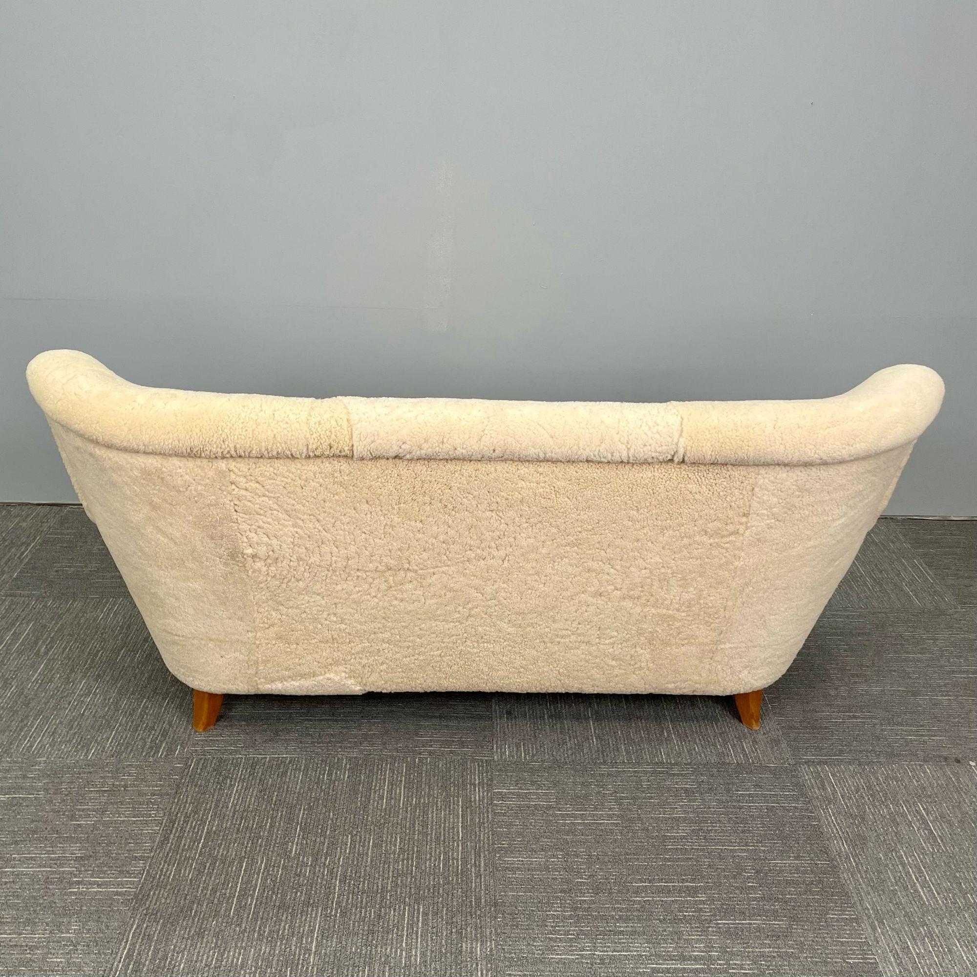 Swedish Mid-Century Modern Sheepskin Sofa / Settee / Loveseat by Asko, Finland 5