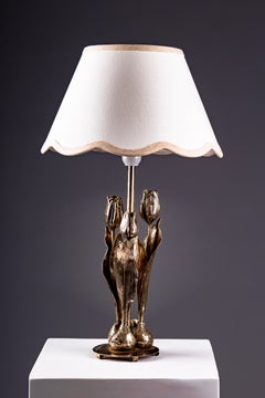 Swedish mid-century modern silver plated tulip table lamp by Hilding Pegefors