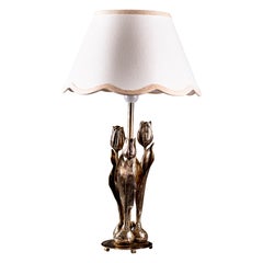 Swedish mid-century modern silver plated tulip table lamp by Hilding Pegefors