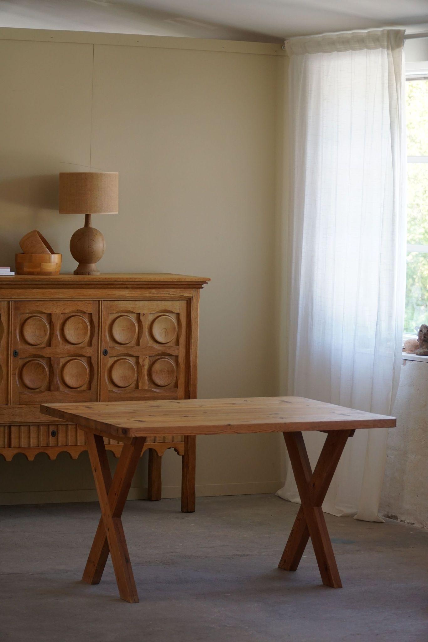 20th Century Swedish Mid Century Modern Solid Pine Desk, Roland Wilhelmsson, Made in 1960s For Sale