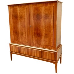Swedish Mid-Century Modern Storage Cabinet in Book Matched Mahogany by Bodafors