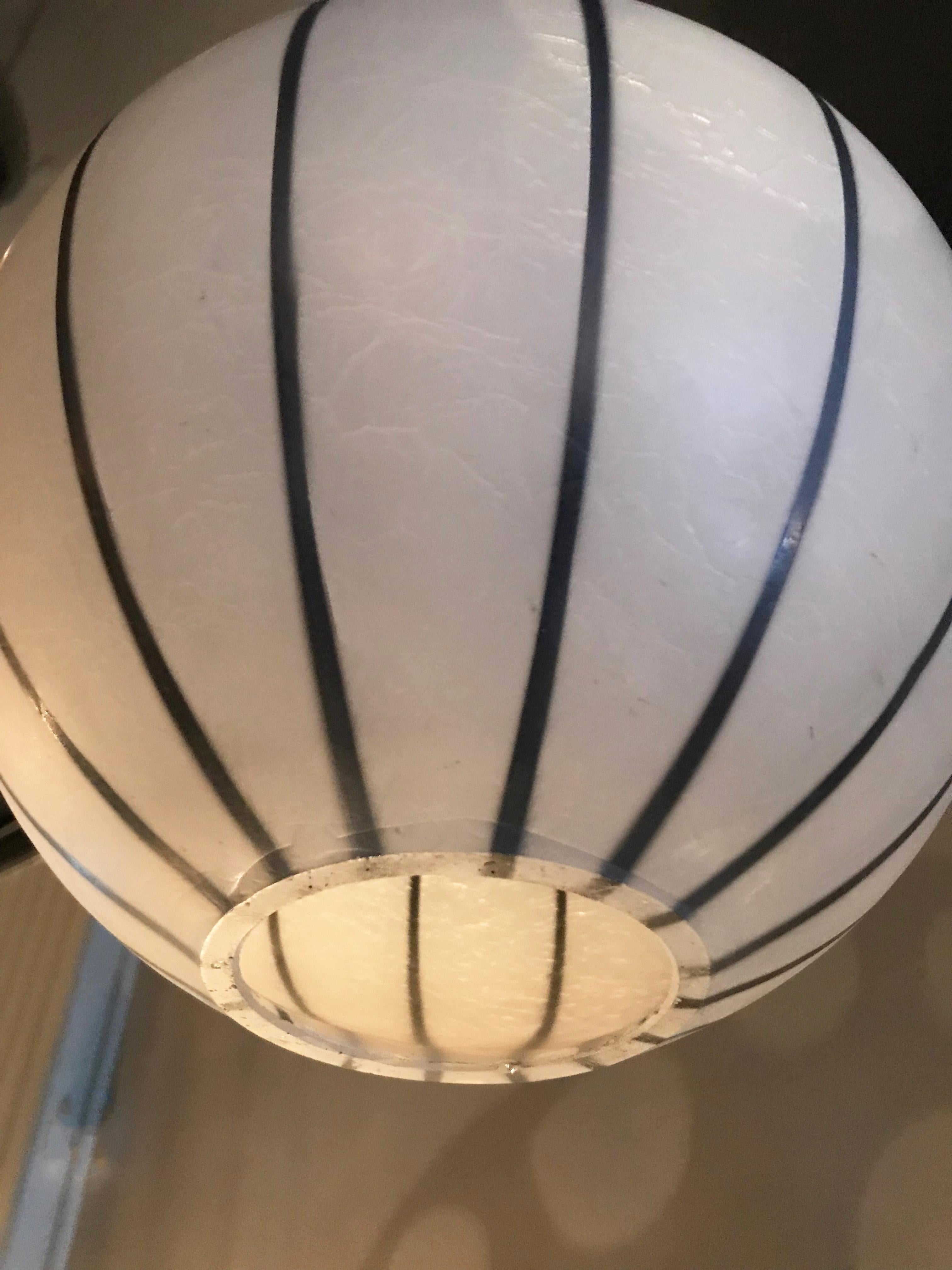 Swedish Mid-Century Modern Striped Open Globe Pendant Light 5