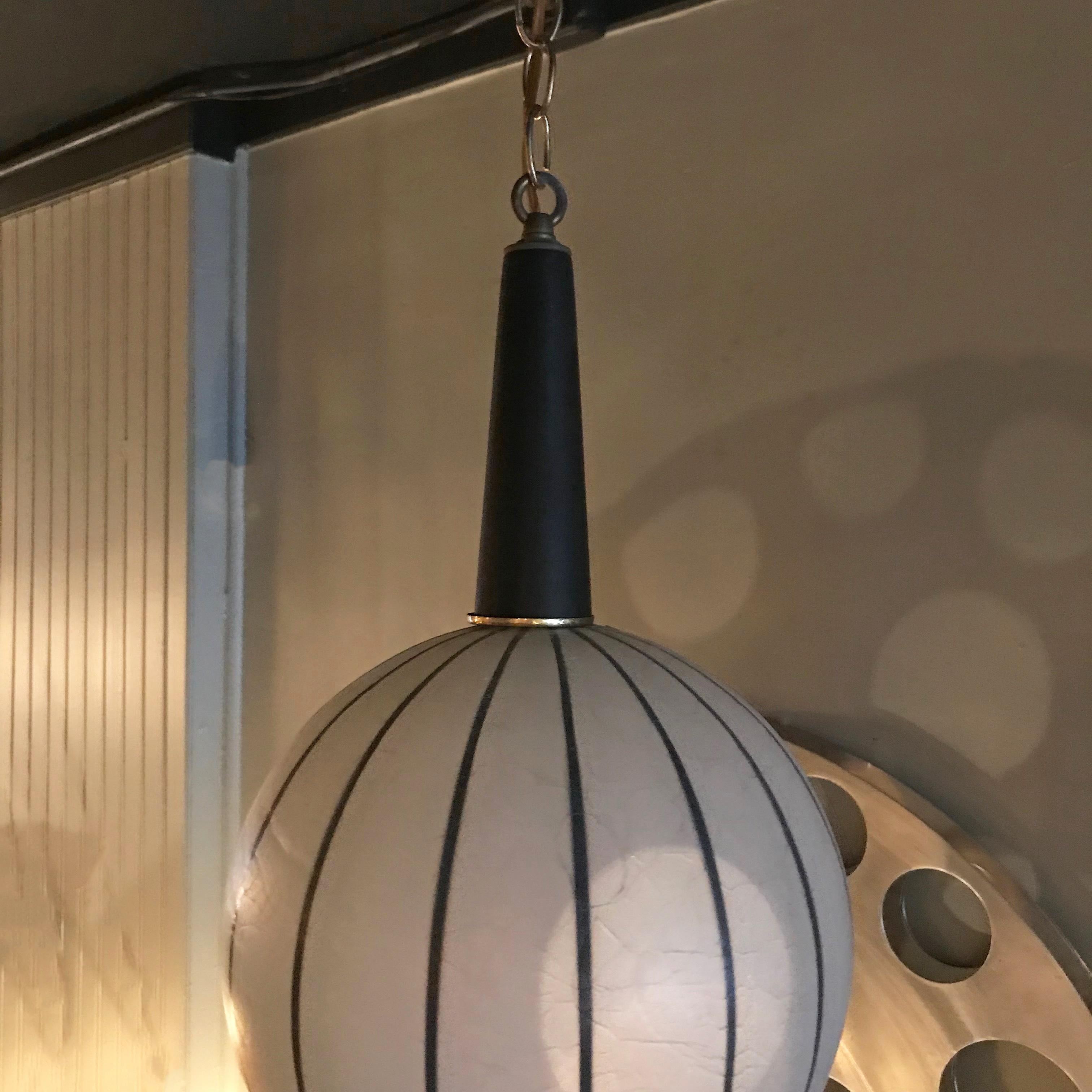 Swedish Mid-Century Modern Striped Open Globe Pendant Light 2