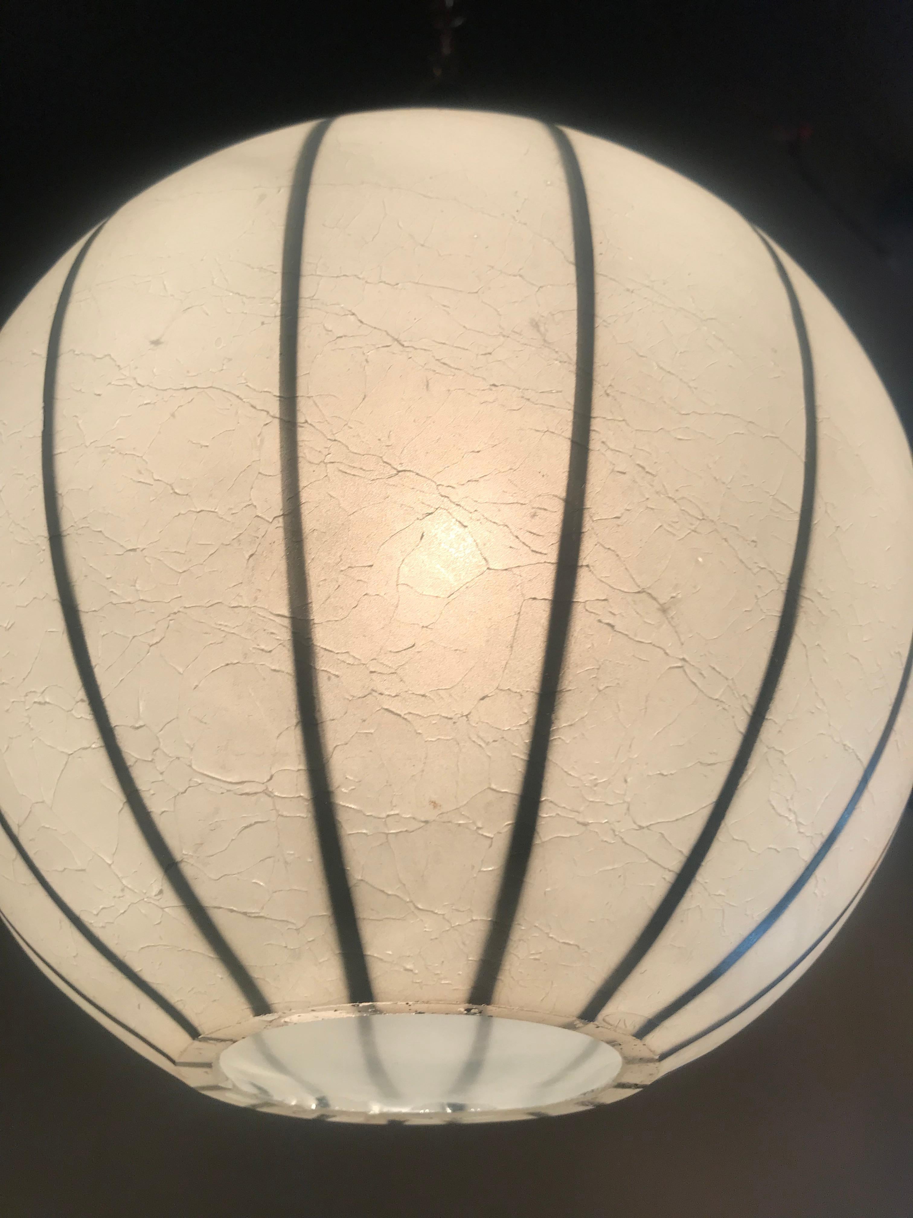 Swedish Mid-Century Modern Striped Open Globe Pendant Light 3