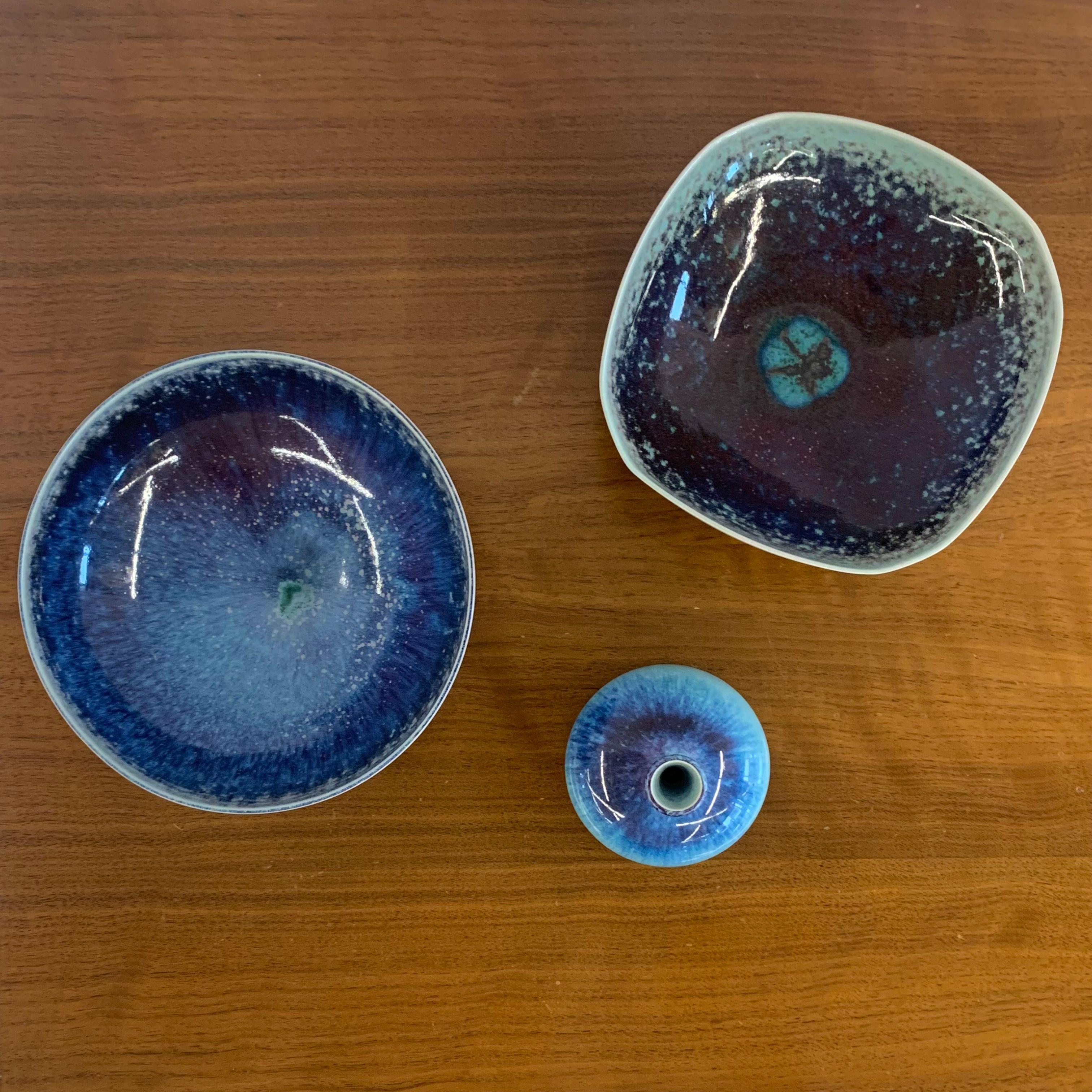 Berndt Friberg, Mid-Century Modern, Bowls, Blue Ceramic, Sweden, 1973 For Sale 5