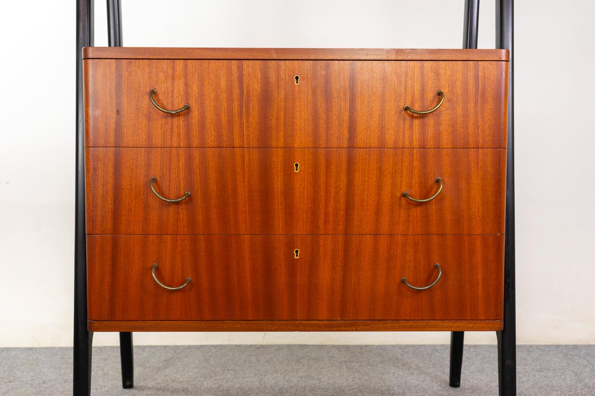 Scandinavian Modern Swedish Mid-Century Modern Tall Mahogany Bookcase/Cabinet For Sale