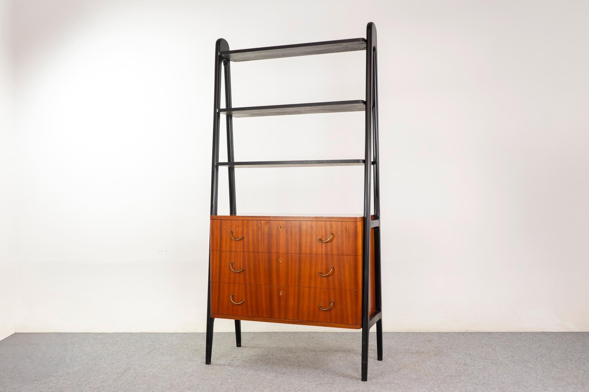 Swedish Mid-Century Modern Tall Mahogany Bookcase/Cabinet For Sale 3