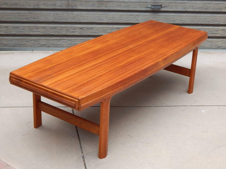 Swedish MidCentury Modern Teak Coffee Table with Hidden Side Drawers