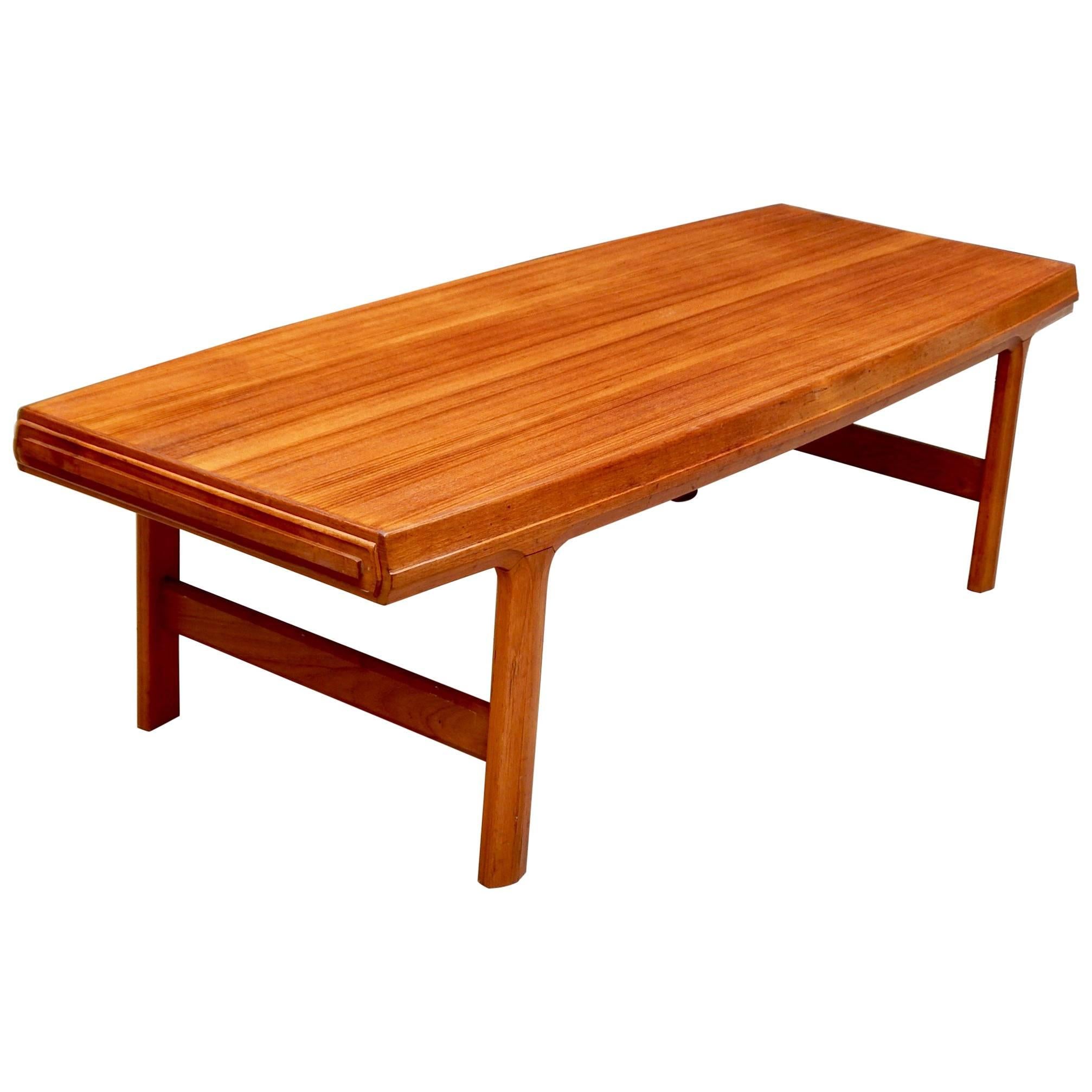 Swedish Mid-Century Modern Teak Coffee Table with Hidden Side Drawers For Sale