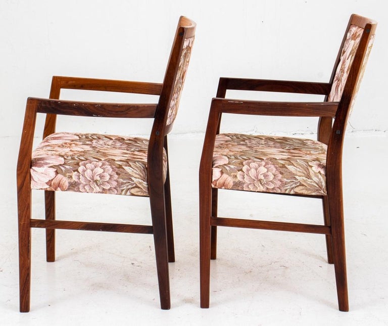 Markaryd set of six Swedish mid-century modern teak dining chairs by Svegards Markaryd comprising two armchairs and two side chairs, each stamped 