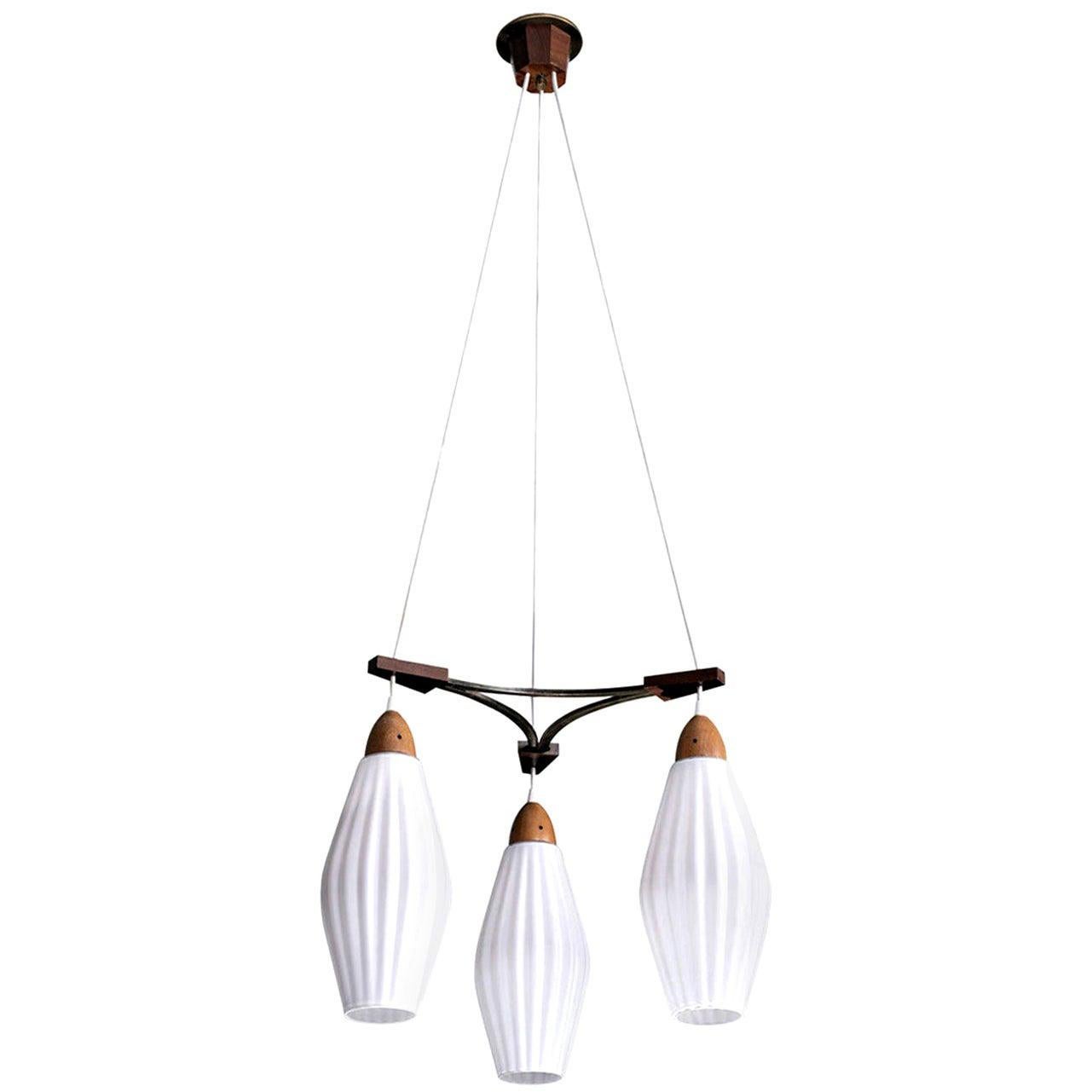 Swedish Mid-Century Modern Triple Pendant Light