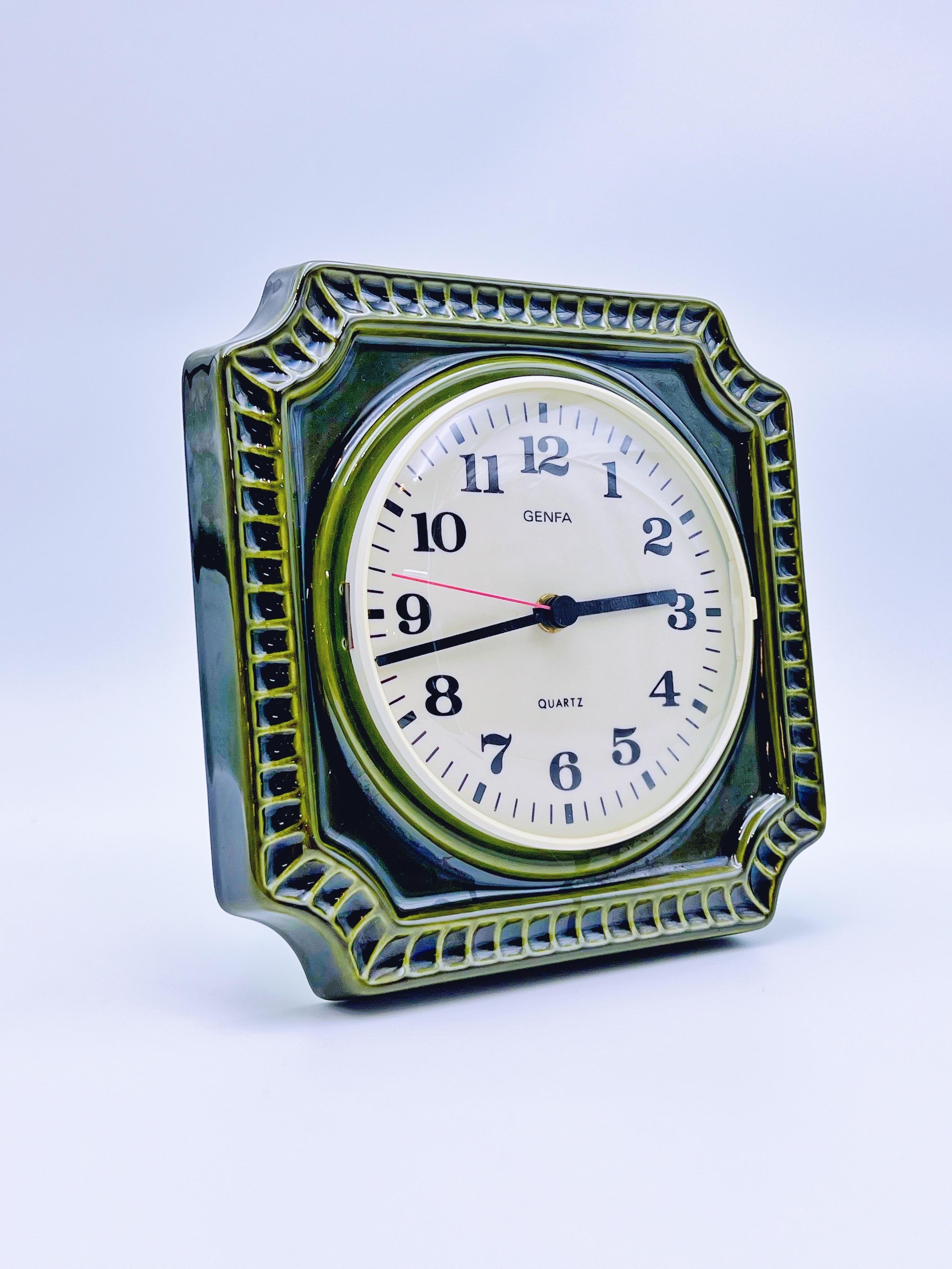 Swedish Mid-century Modern Wall Clock, Carl Westh design, Genfa Germany In Good Condition In Skien, NO