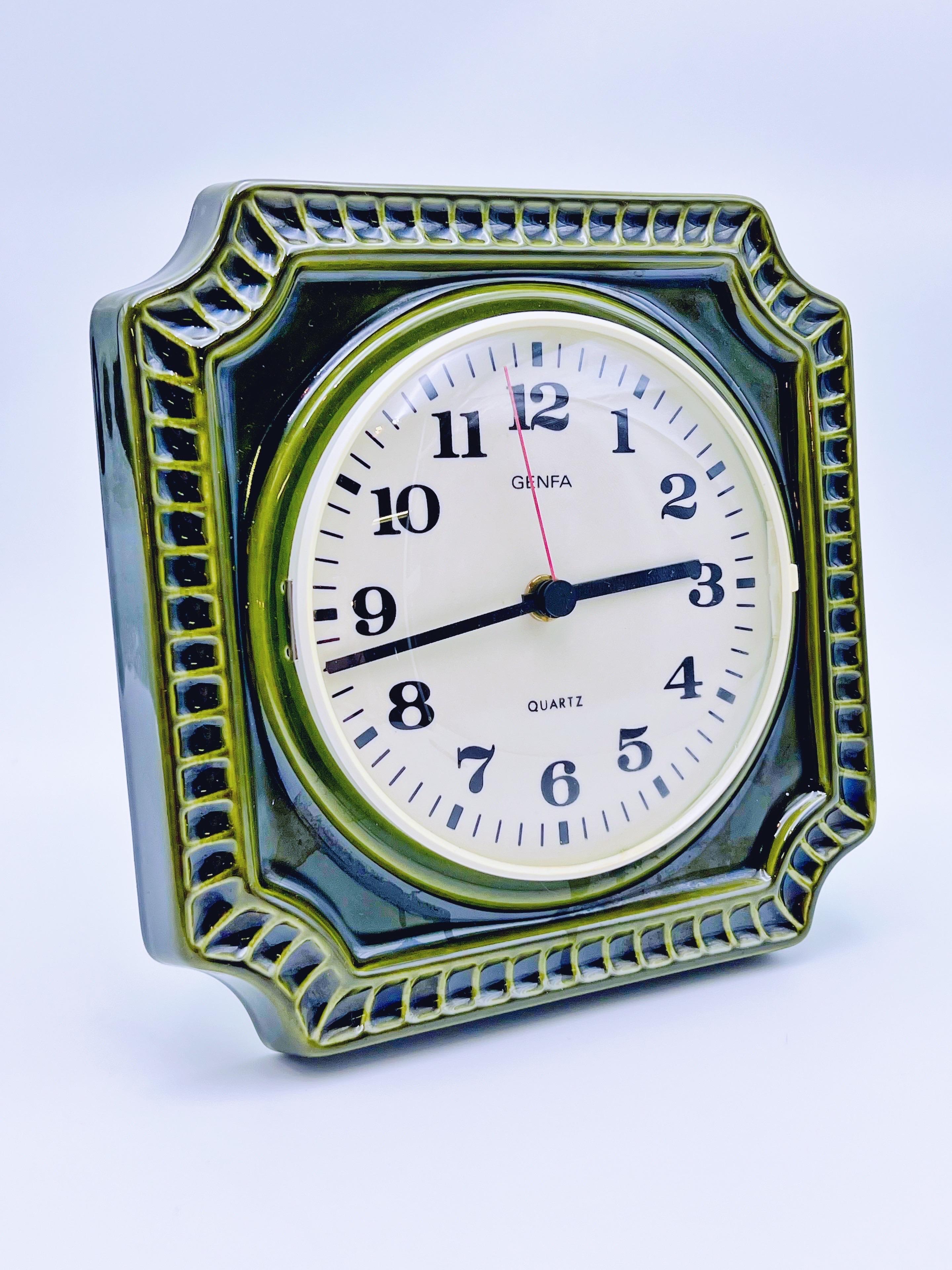 Mid-20th Century Swedish Mid-century Modern Wall Clock, Carl Westh design, Genfa Germany