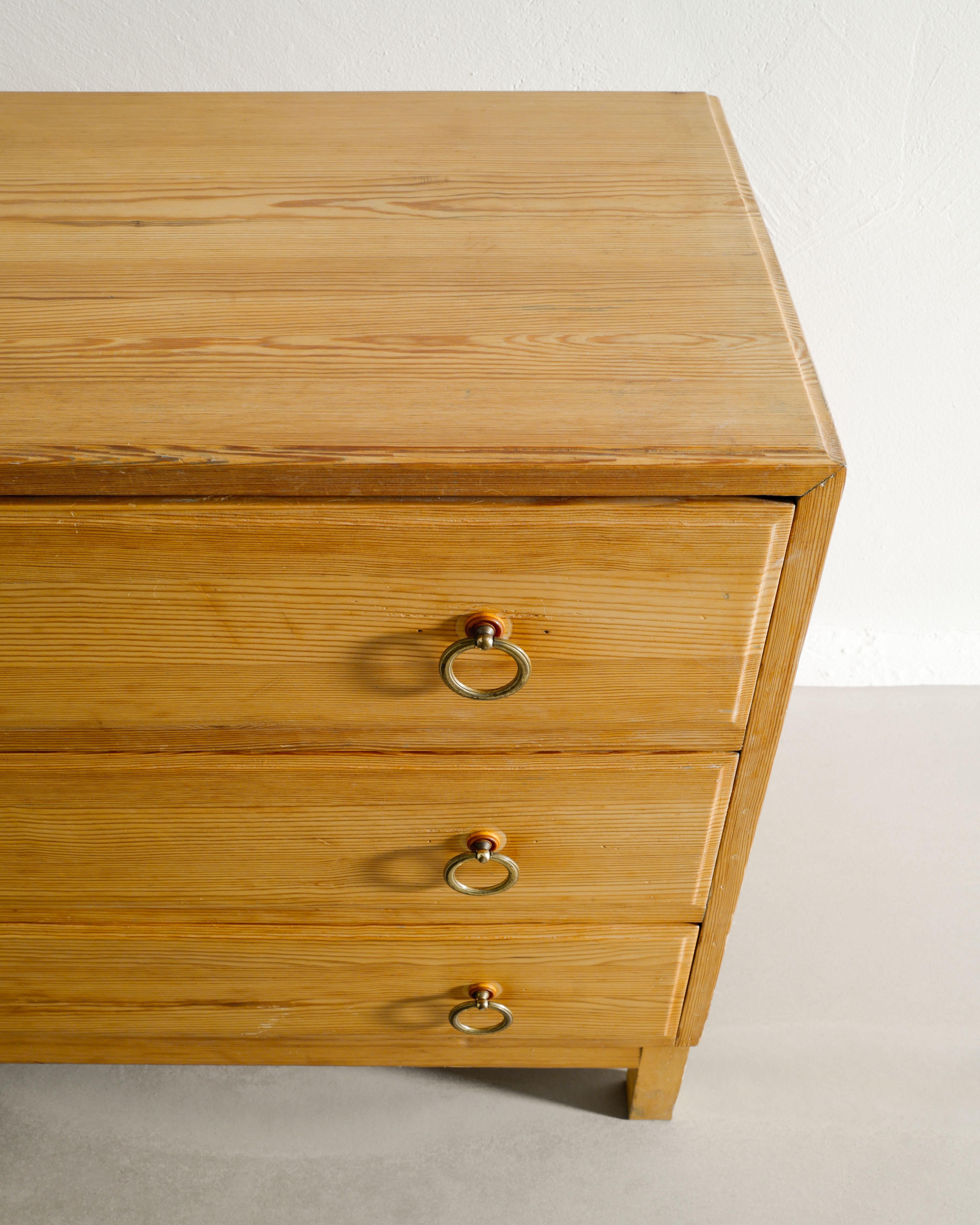 Mid-20th Century Swedish Mid Century Modern Wooden Chest of Drawers in Pine Produced, 1940s  For Sale