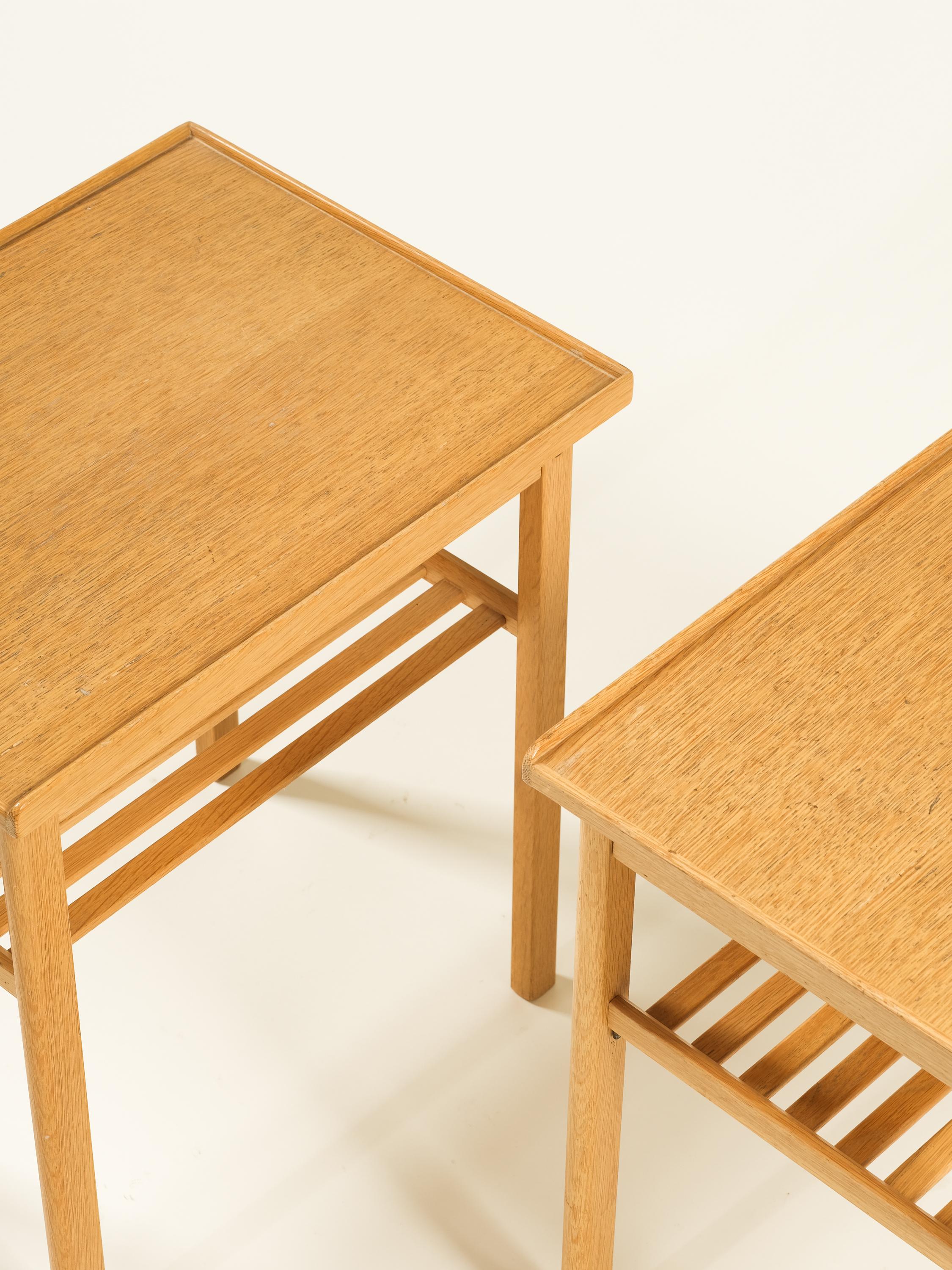Swedish Mid-Century Oak Bedside Tables, 1960s, Set of 2 1
