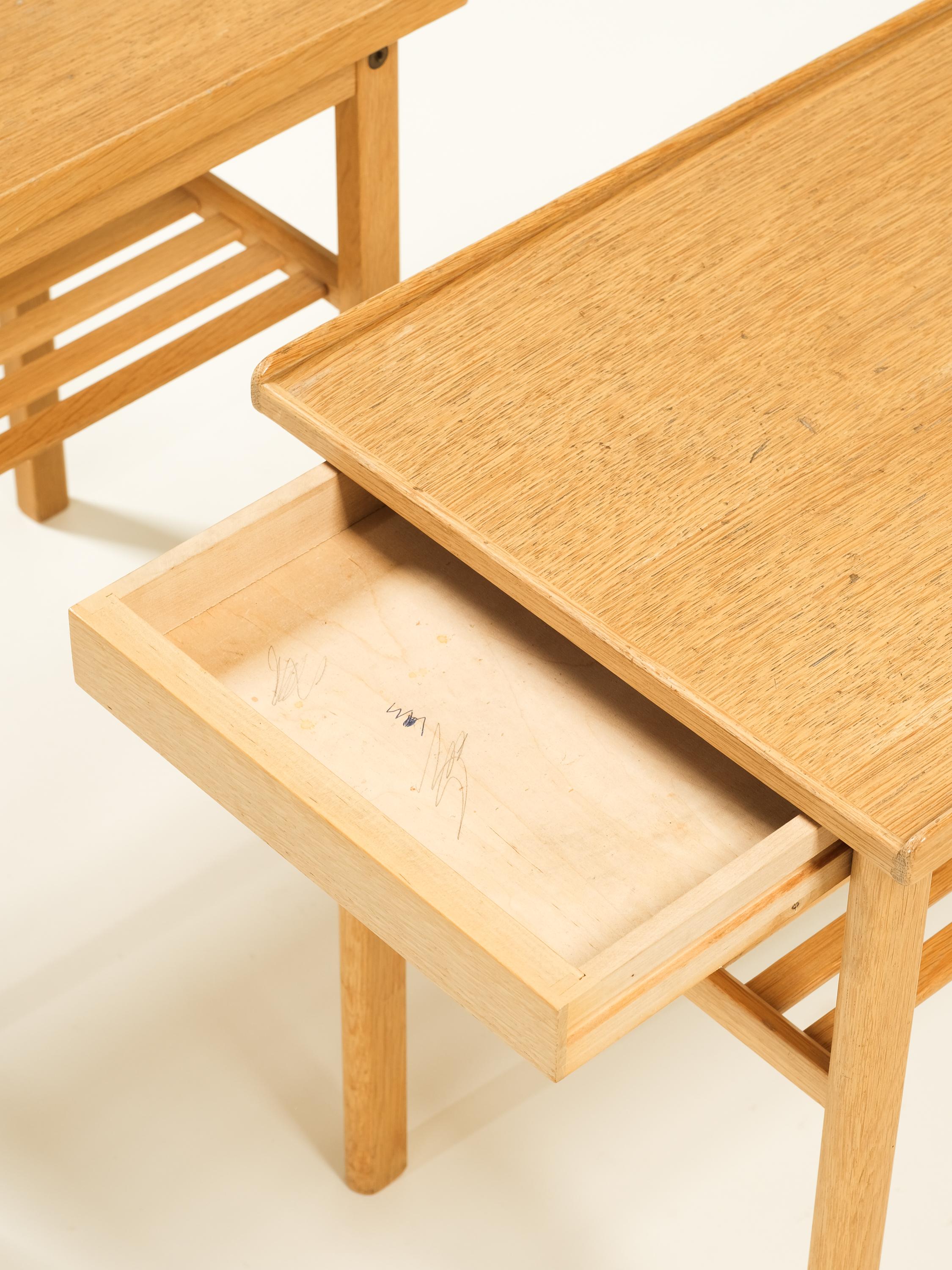Swedish Mid-Century Oak Bedside Tables, 1960s, Set of 2 2