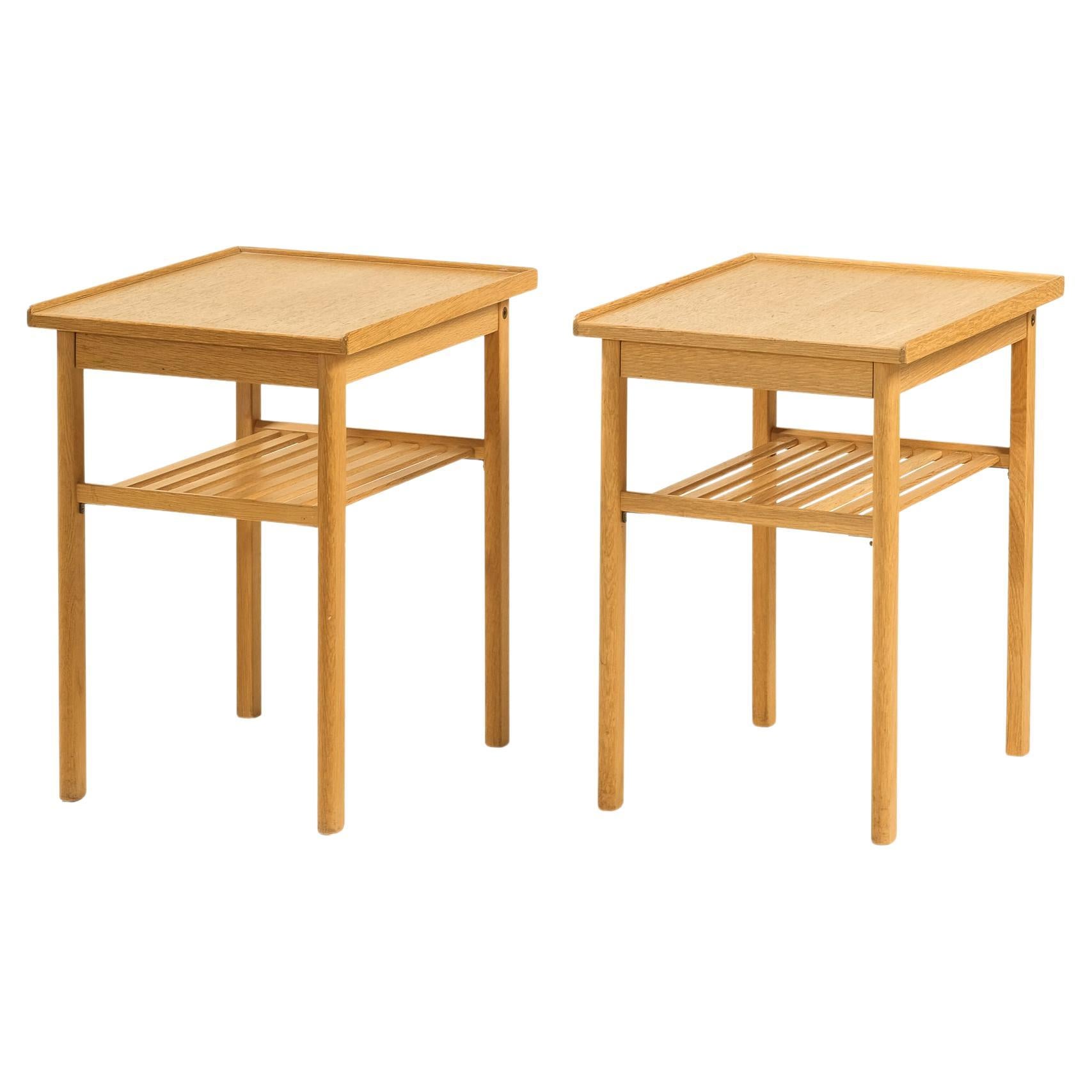 Swedish Mid-Century Oak Bedside Tables, 1960s, Set of 2