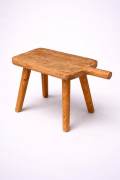 Swedish Mid-Century Pine Milking Stool with Handle, 1960s