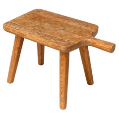 Swedish Mid-Century Pine Milking Stool with Handle, 1960s