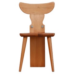 Swedish Mid-Century Pine Unusual Tripod Occasional Chair
