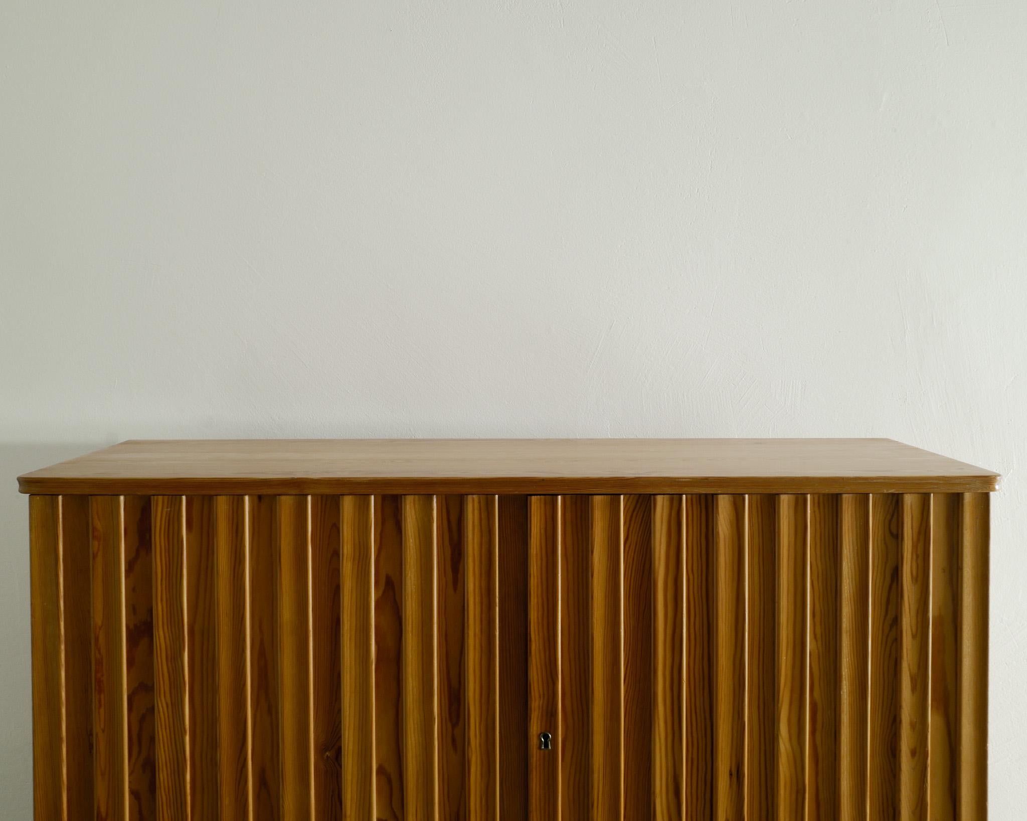 Swedish Mid Century Pine Wood Cabinet Dresser by Göran Malmvall Produced 1940s  5