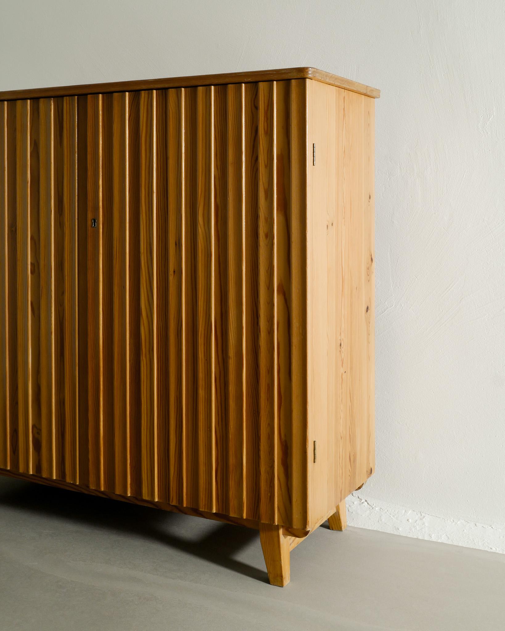 Scandinavian Modern Swedish Mid Century Pine Wood Cabinet Dresser by Göran Malmvall Produced 1940s 