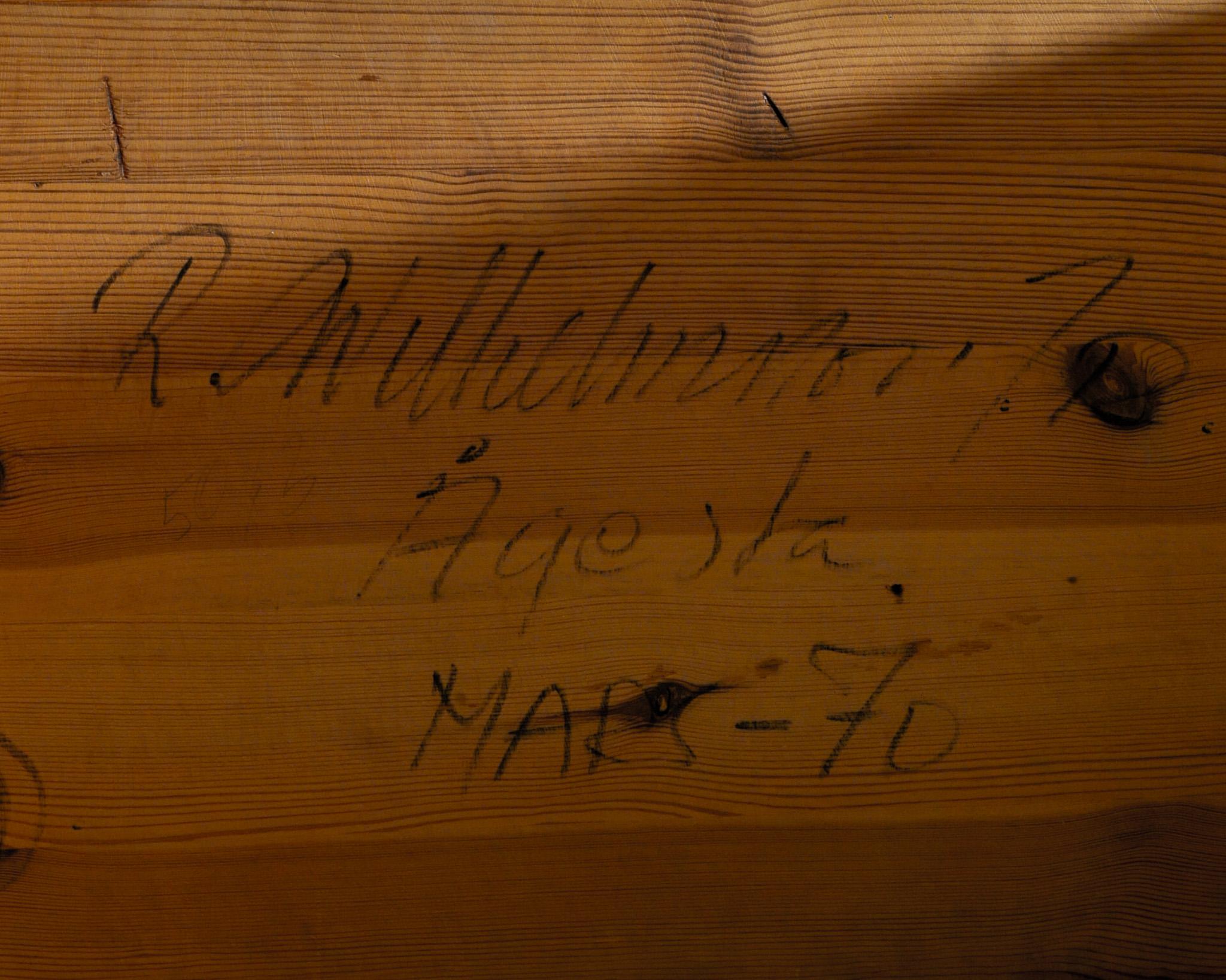 Fine XX secolo Panchina / Tavolino in legno di pino del Mid Century svedese di Roland Wilhelmsson, anni '70 in vendita