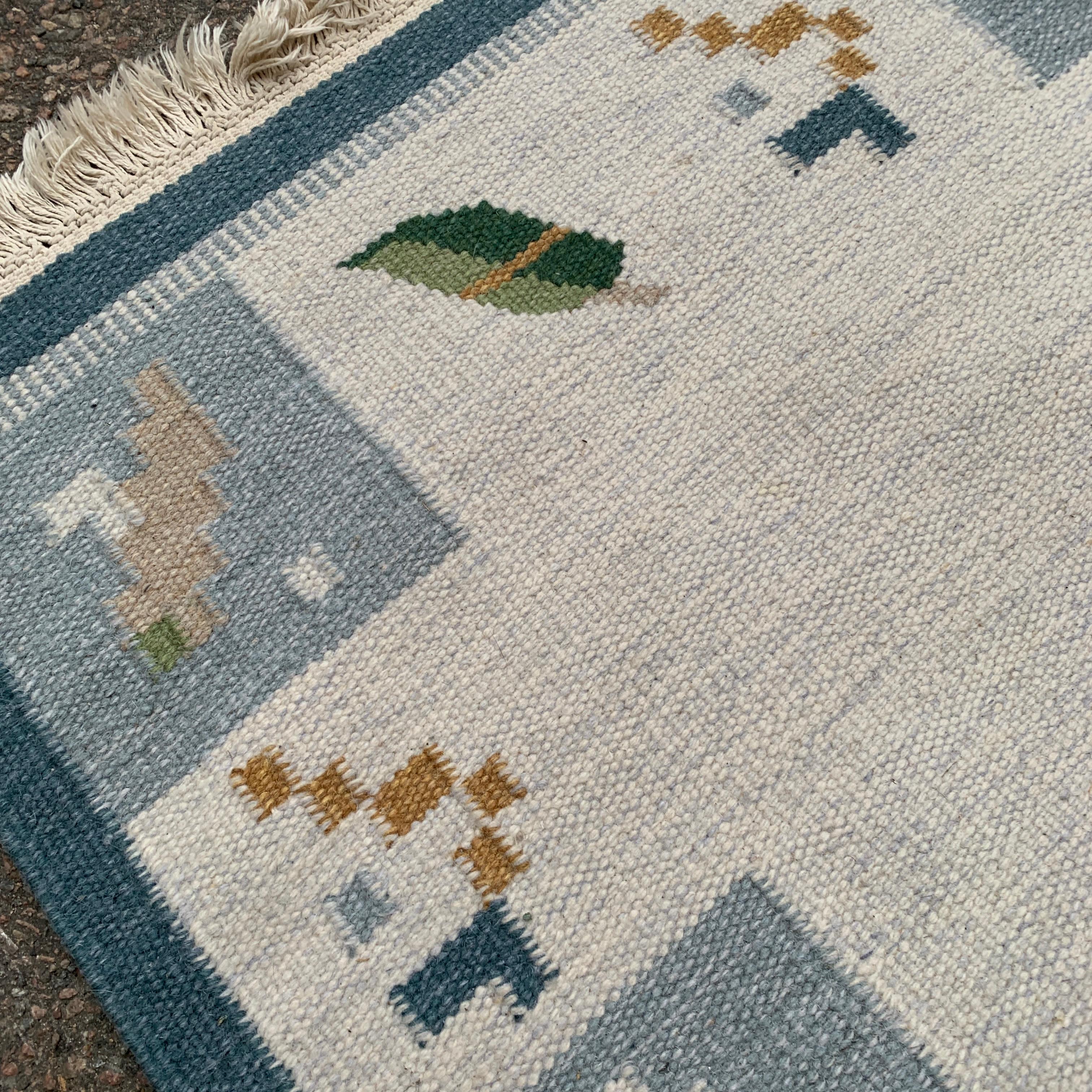 Swedish Mid-Century Rölakan Handwoven Wool Runner Carpet For Sale 3
