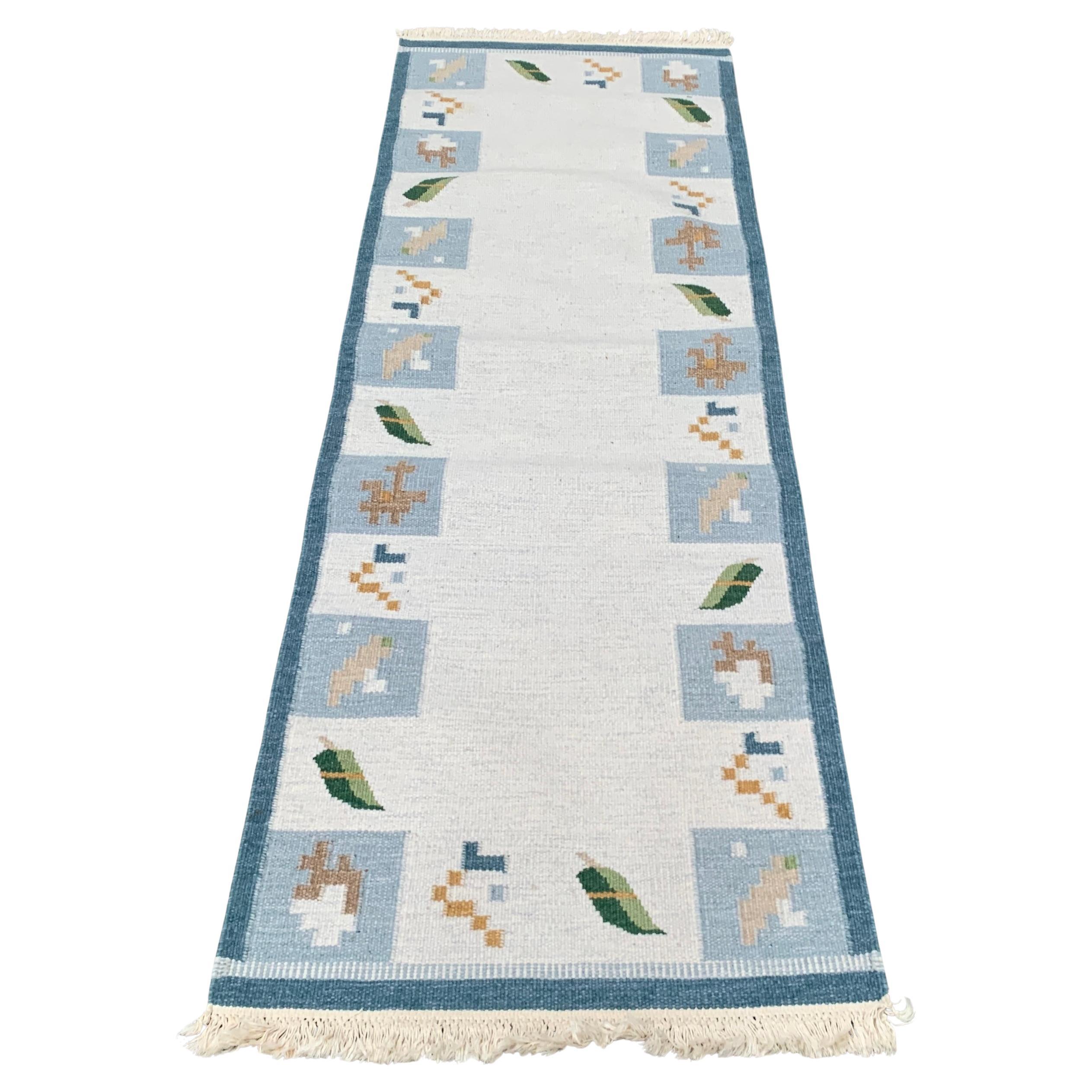 Swedish Mid-Century Rölakan Handwoven Wool Runner Carpet