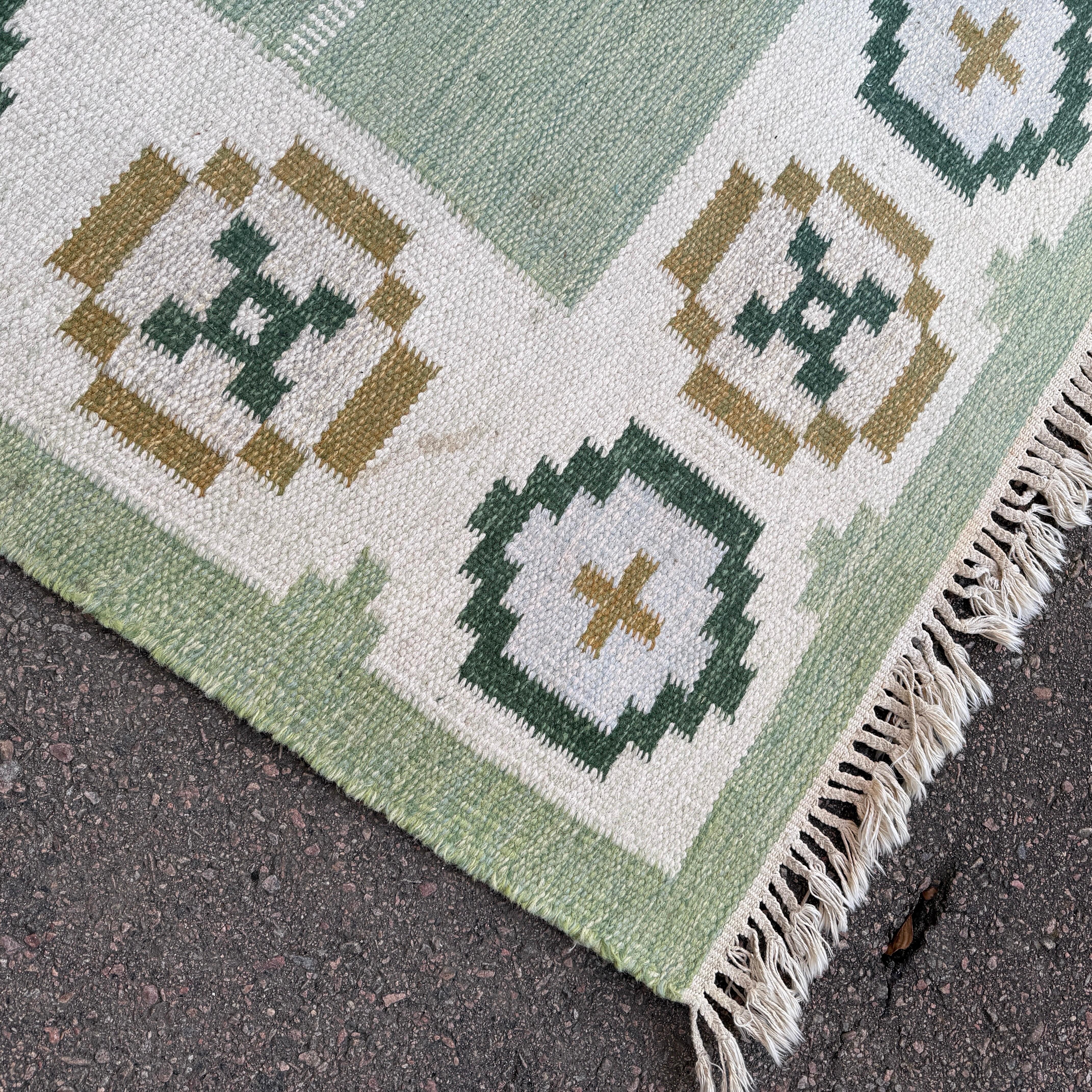 Tappeto svedese di metà secolo Rölakan Tessuto a mano in lana In condizioni buone in vendita a Haddonfield, NJ