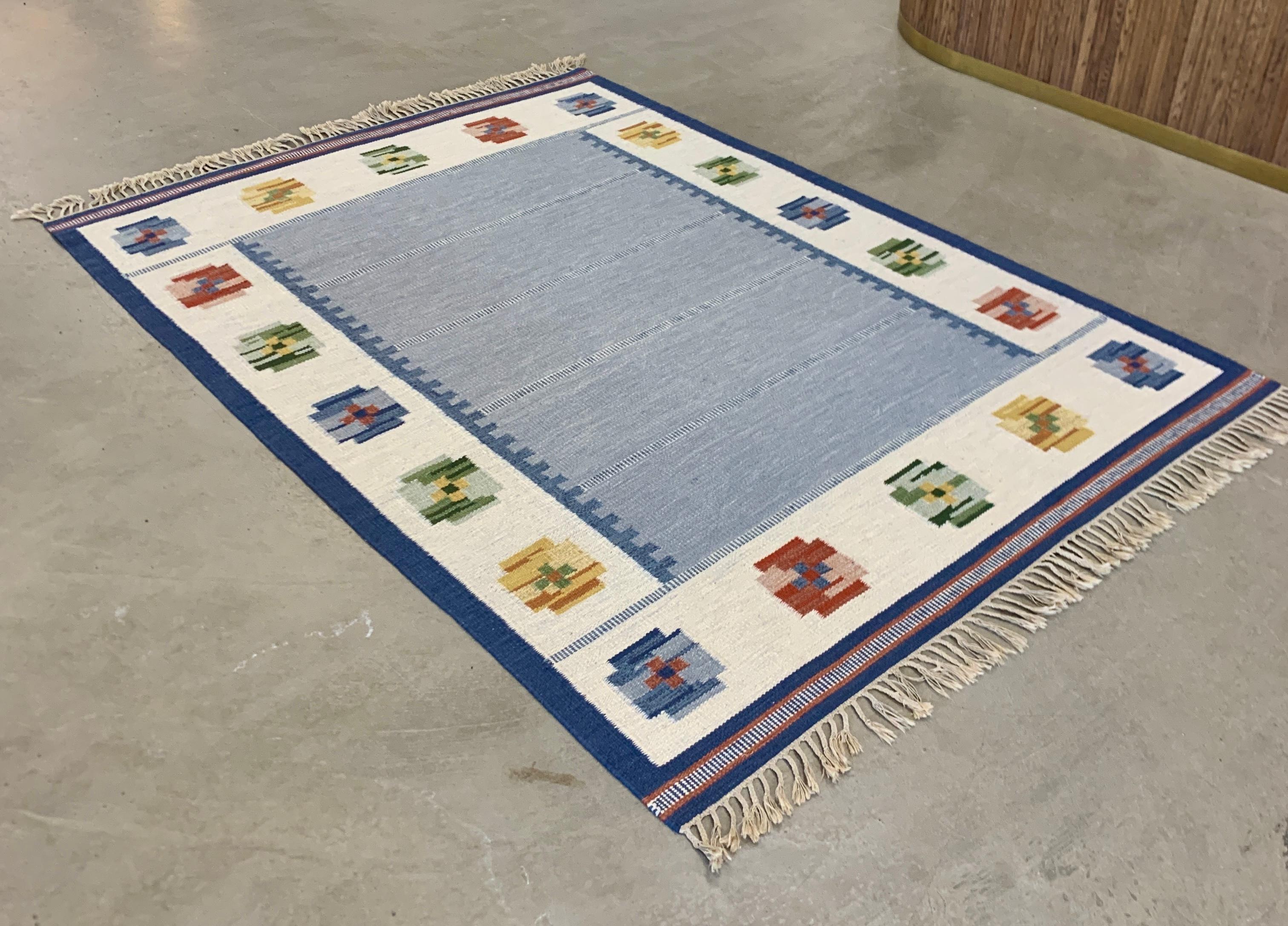 Swedish Mid-Century Rölakan Rug Handwoven Wool Carpet For Sale 1