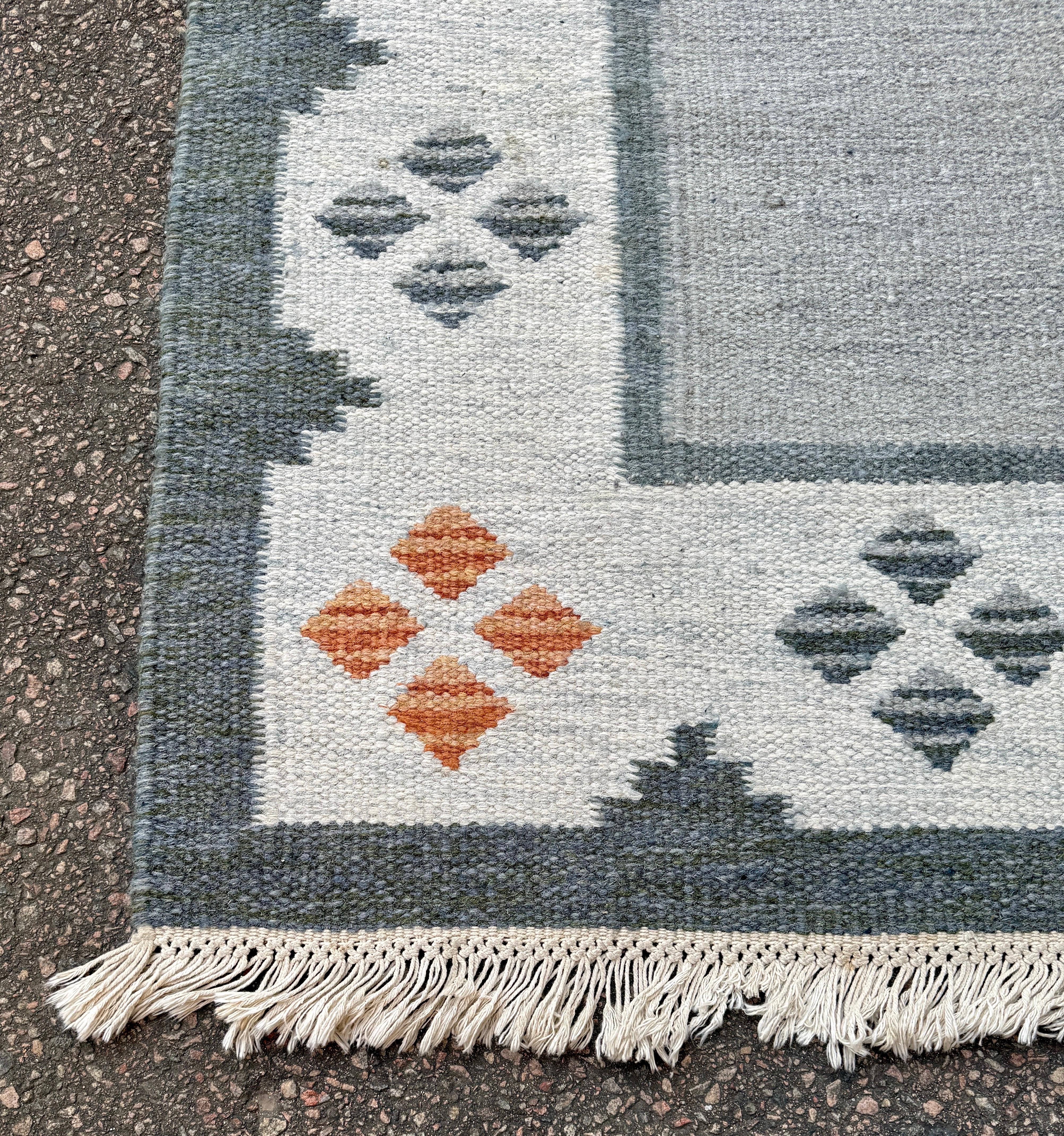 Tappeto svedese di metà secolo Rölakan Tessuto a mano in lana in vendita 1