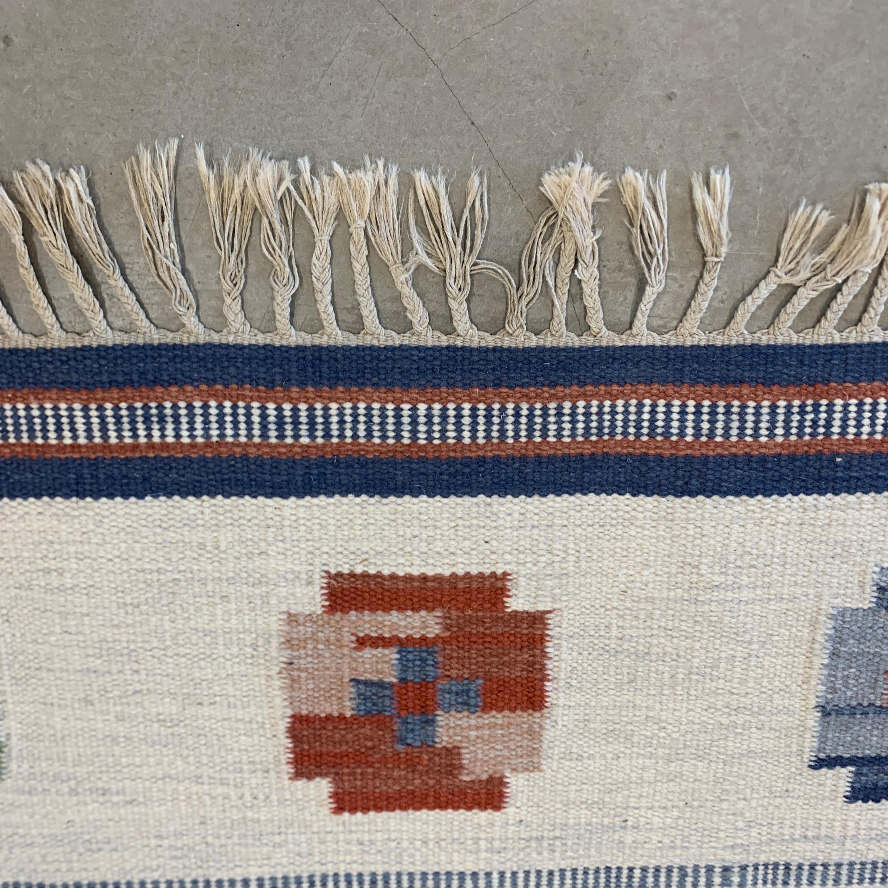 Swedish Mid-Century Rölakan Rug Handwoven Wool Carpet For Sale 3