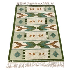Swedish Mid-Century Rölakan Rug Handwoven Wool Carpet