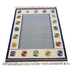 Swedish Mid-Century Rölakan Rug Handwoven Wool Carpet