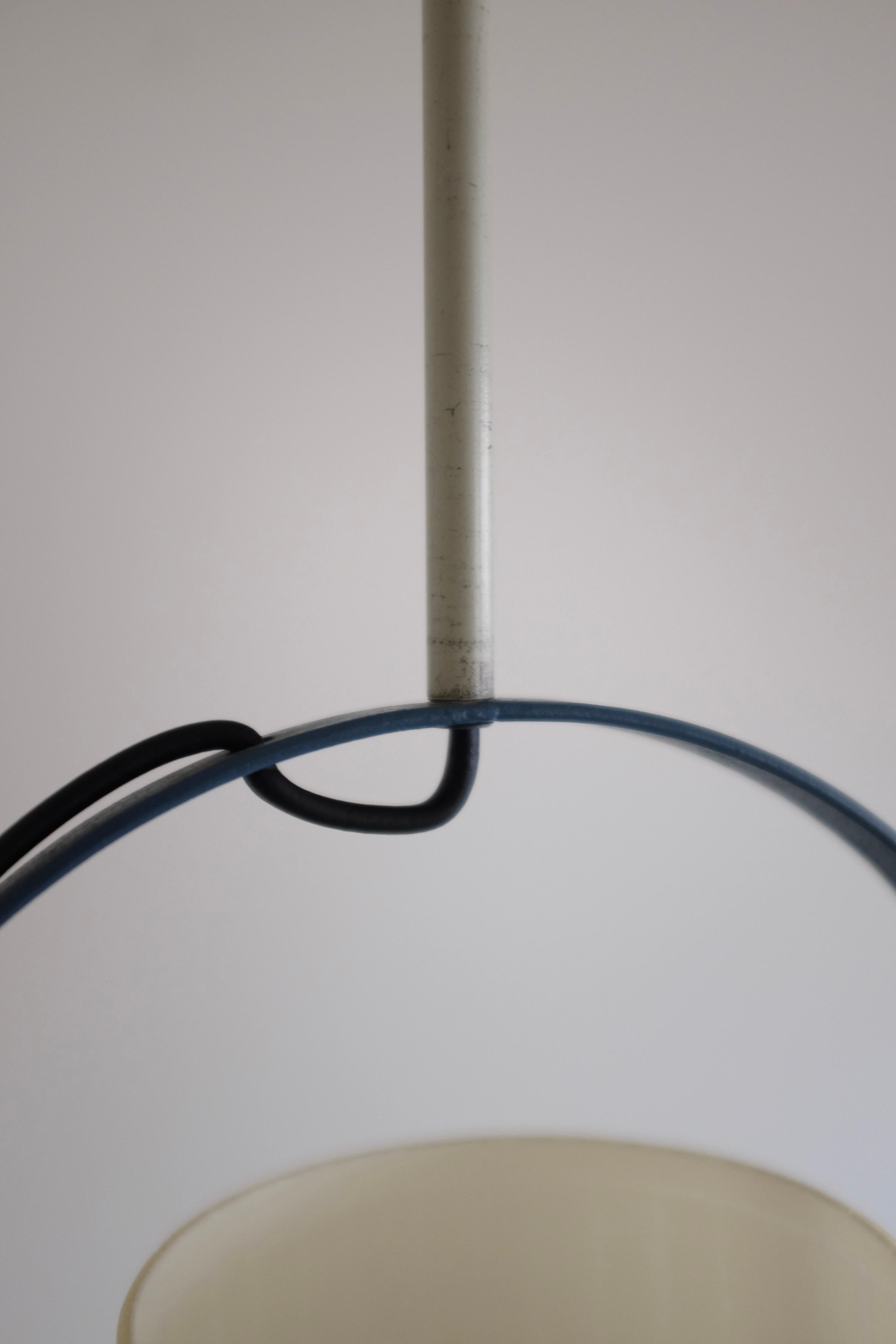 Mid-20th Century Swedish Mid-Century Round Metal and Glass pendant For Sale