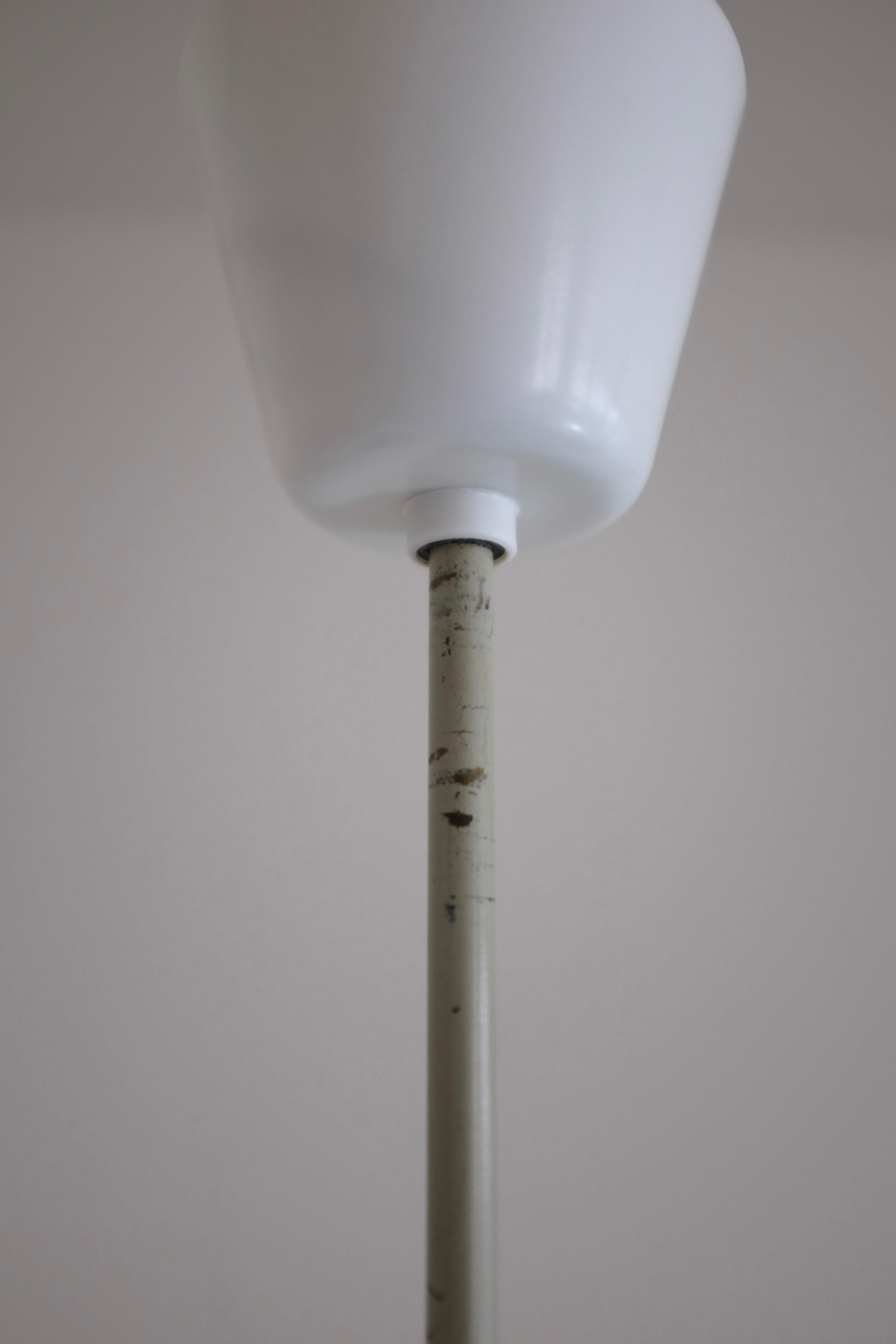 Swedish Mid-Century Round Metal and Glass pendant For Sale 1