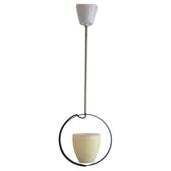 Swedish Mid-Century Round Metal and Glass pendant