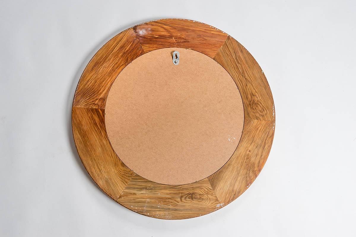 20th Century Swedish Midcentury Round Mirrors in Pine For Sale