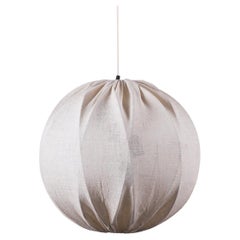 Swedish Mid-Century Round Pendant Lamp in Linen Fabric, Sweden 1960s